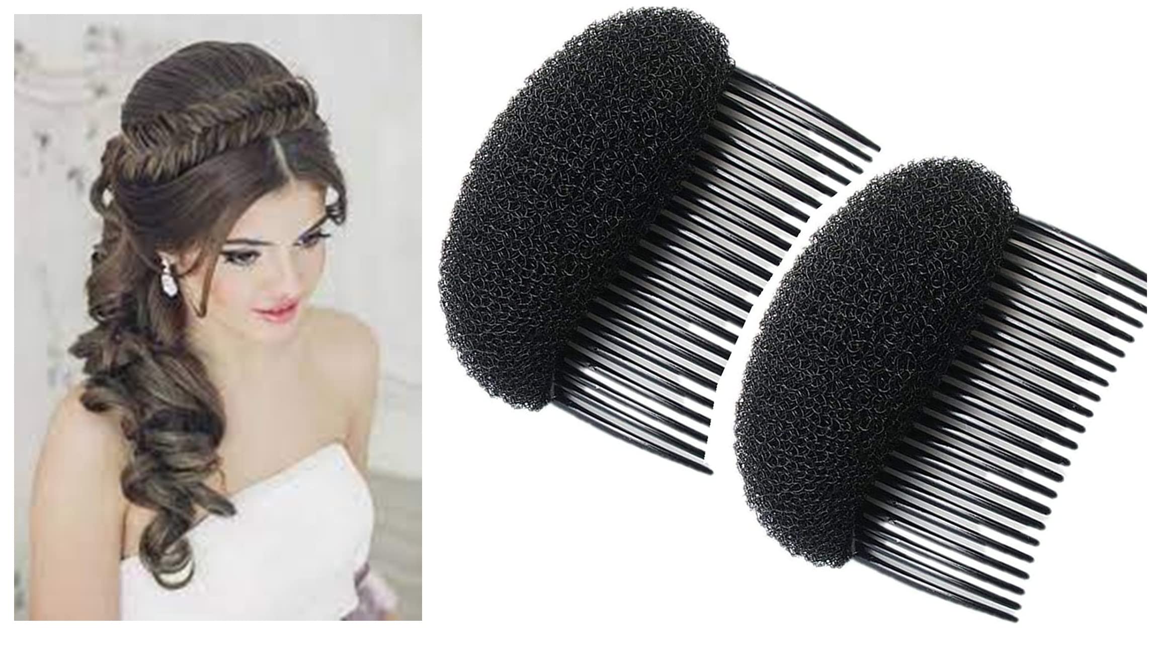 2 Pcs Bump Up Volume Hair Inserts Comb - Hair Styling Tool for Voluminous Updos | Bumpits Donut Bun Maker | Perfect for Weddings, Prom & Everyday Hairstyles