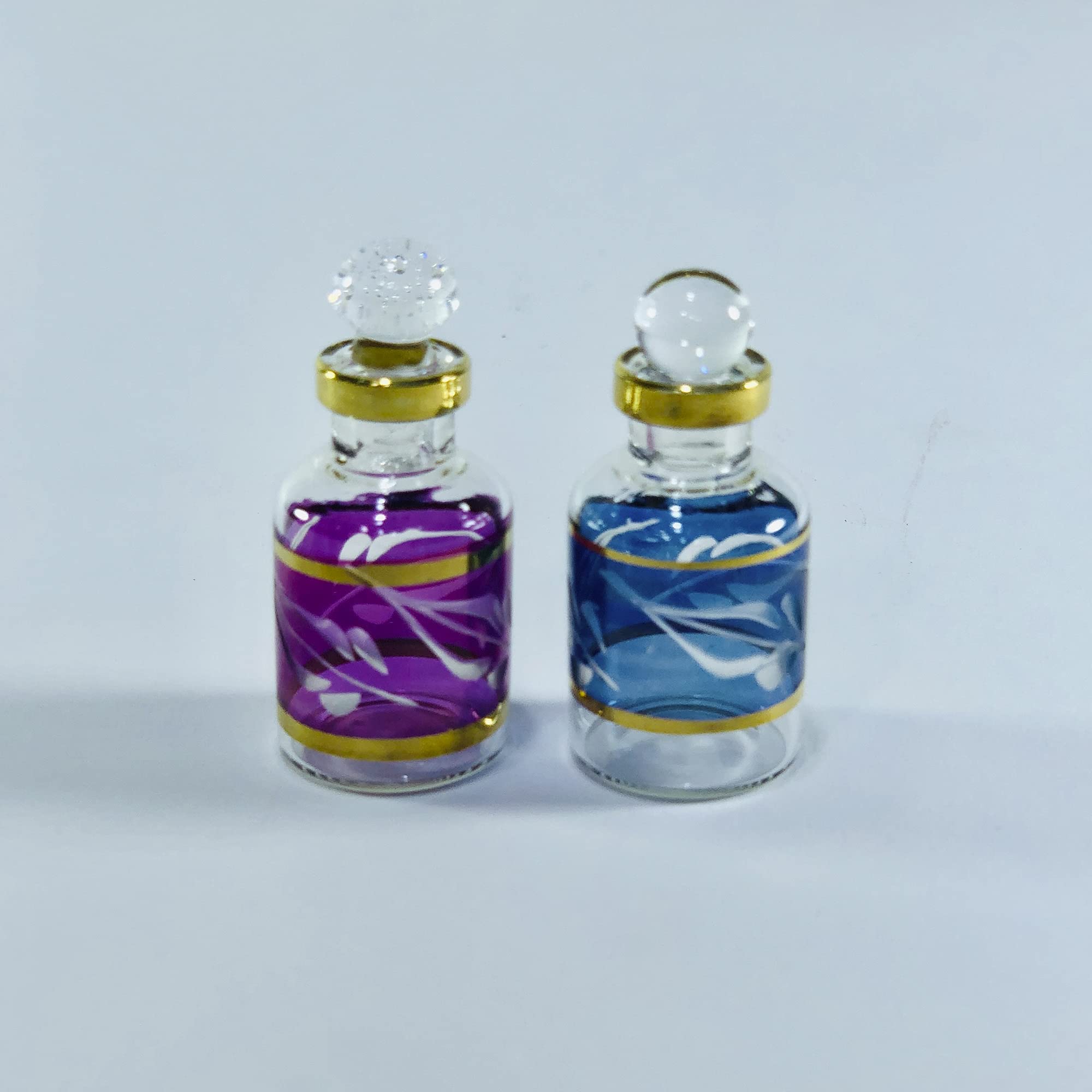 Egyptian Perfume Bottles Set - Handmade Glass Blown Vials for Home Decor & Gifts