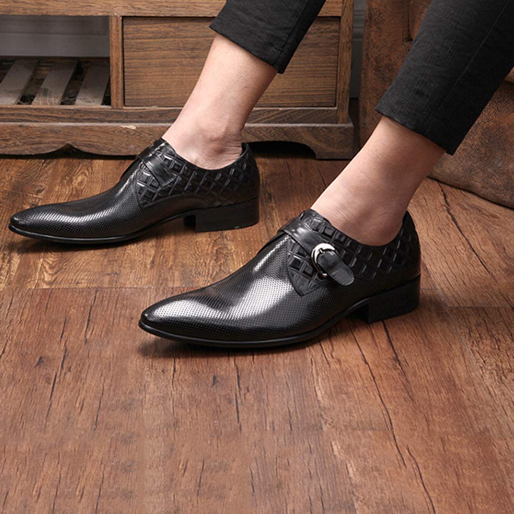 Men's Monk Strap Dress Shoes - Genuine Leather Oxford Business Casual Shoes for Office, Work, Party & Banquet - Black Size 42/UK 8/US 8.5 - Perfect for Professional Workwear & Formal Events