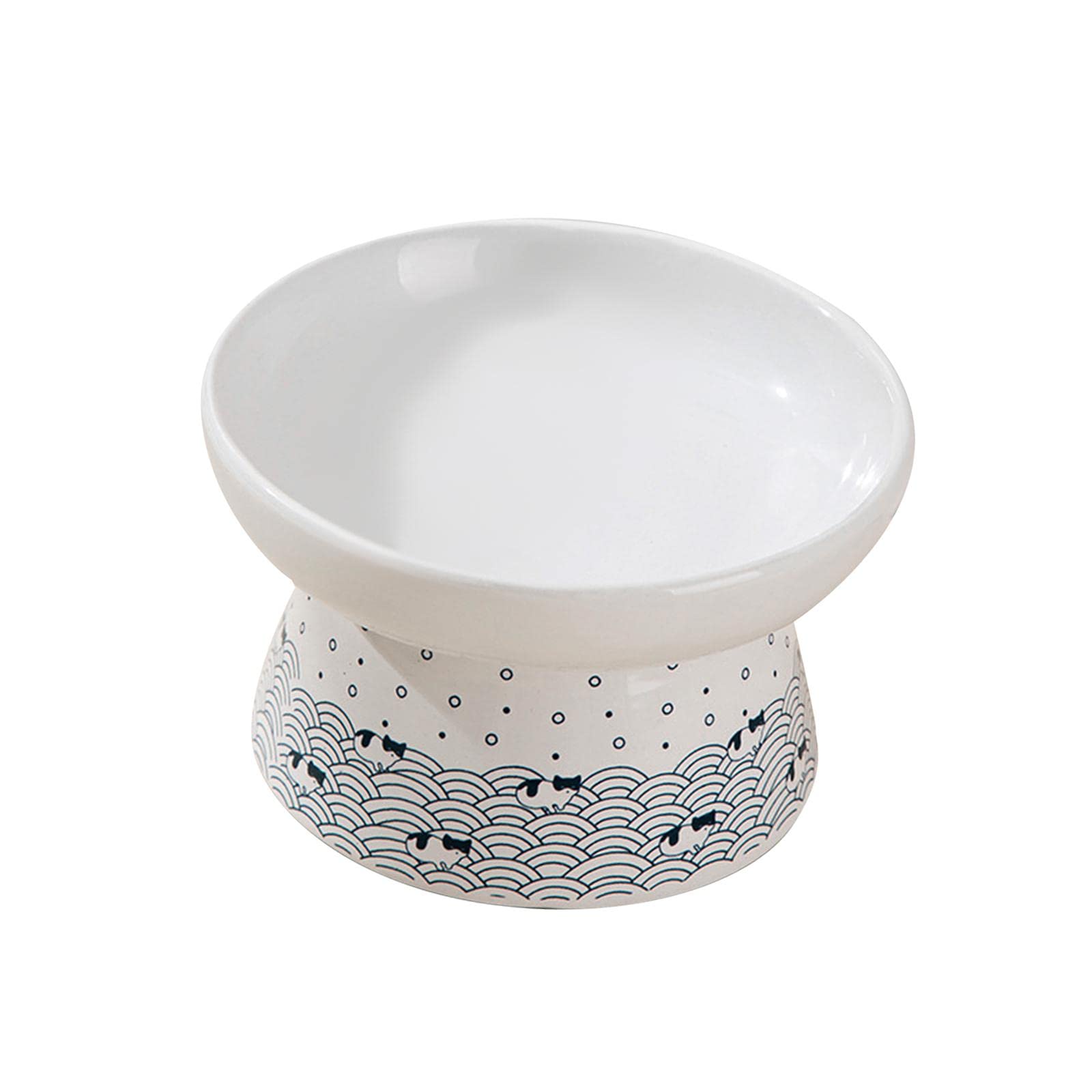 Raised Ceramic Cat Food Bowl - Stylish 15cmx9cm for Pets - Home & Travel Use