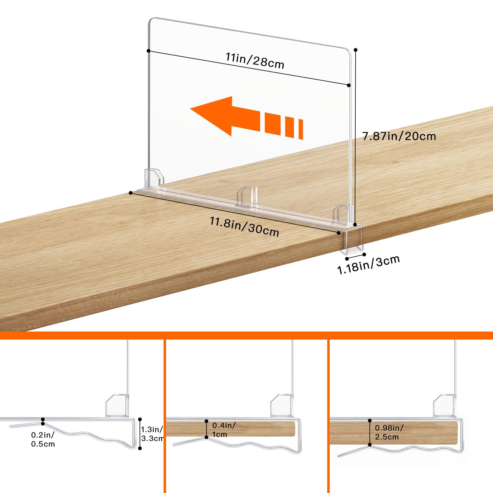 Fixwal 12-Pack Clear Acrylic Shelf Dividers - Adjustable Closet Organizers for Wardrobe, Kitchen, Office & Bathroom Storage - Perfect for Drawers, Cabinets & Shelves Organization (Home & Office Use)