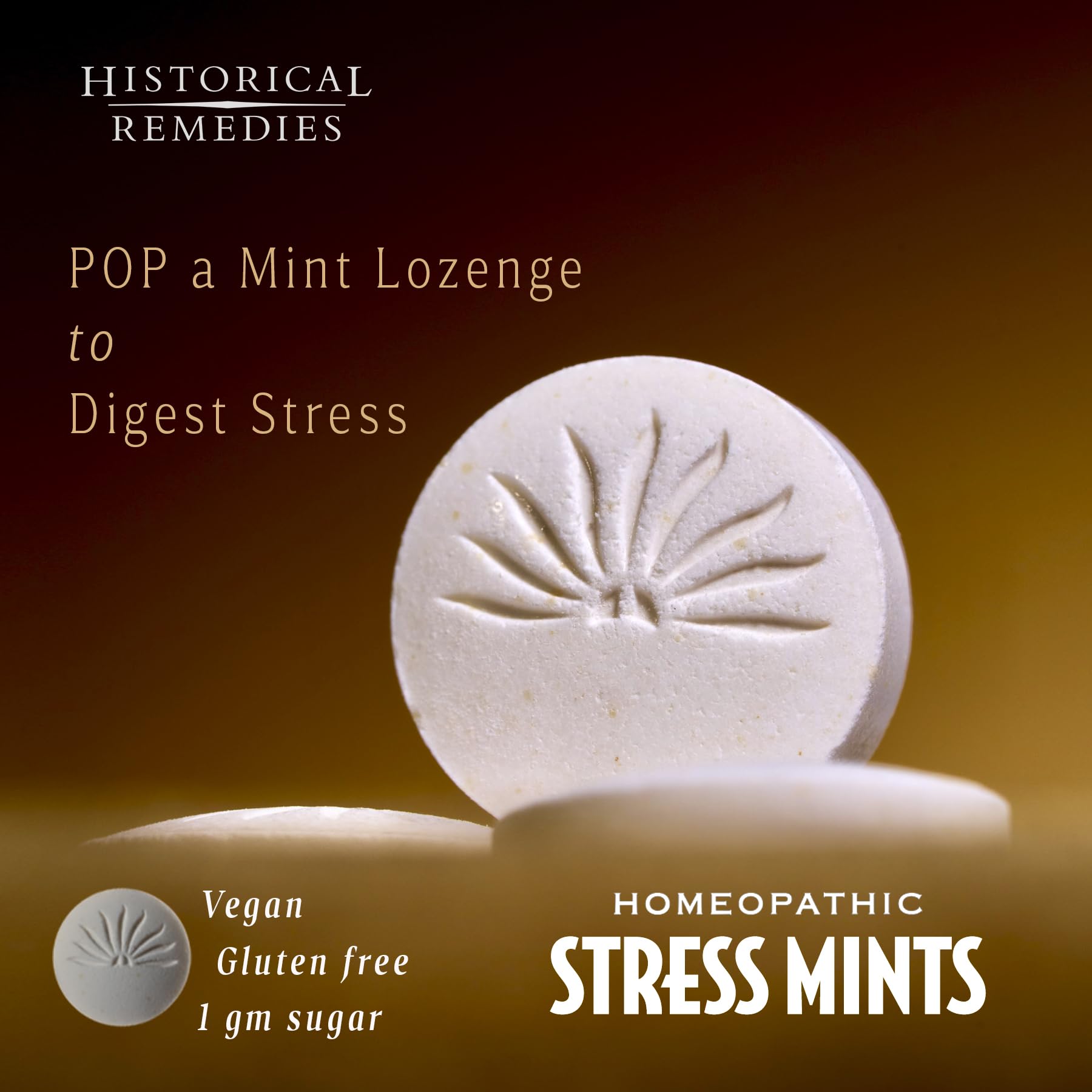 Organic Stress Relief Mints (1 Pack) | Homeopathic Lozenges for Stress & Digestion Support, Vegan Peppermint Flavor, Gluten-Free & Non-Habit Forming | Perfect for Work, Travel & Anxiety Relief