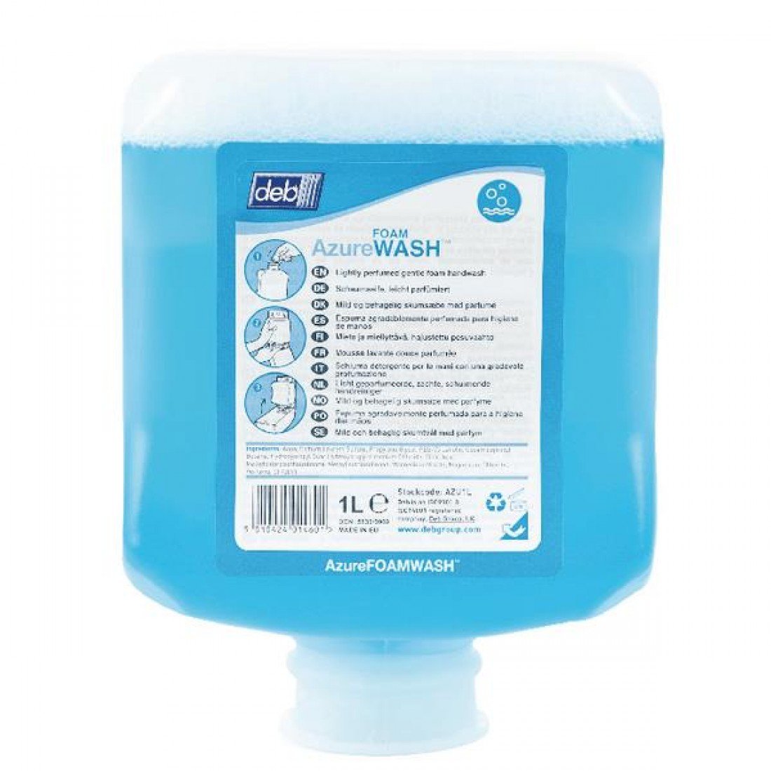 DEB 1L Fresh Foam Soap Refill - Antibacterial Hand Soap for Kitchen, Bathroom & Office - Eco-Friendly Liquid Soap Dispenser Refill Pack (33.8 Fl Oz) - Perfect for Homes, Restaurants & Healthcare Facilities