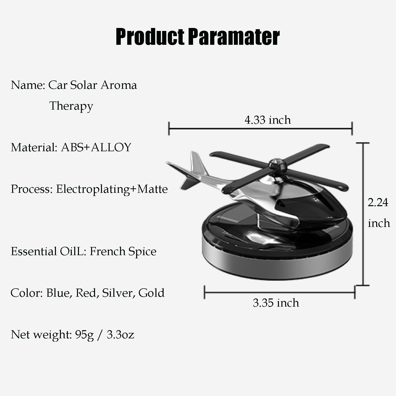 Solar Powered Rotating Helicopter Car Air Freshener - Aromatherapy Essential Oil Diffuser for Home, Office & Vehicle Decor (Blue) | Perfect for Stress Relief, Meditation & Creating a Relaxing Atmosphere