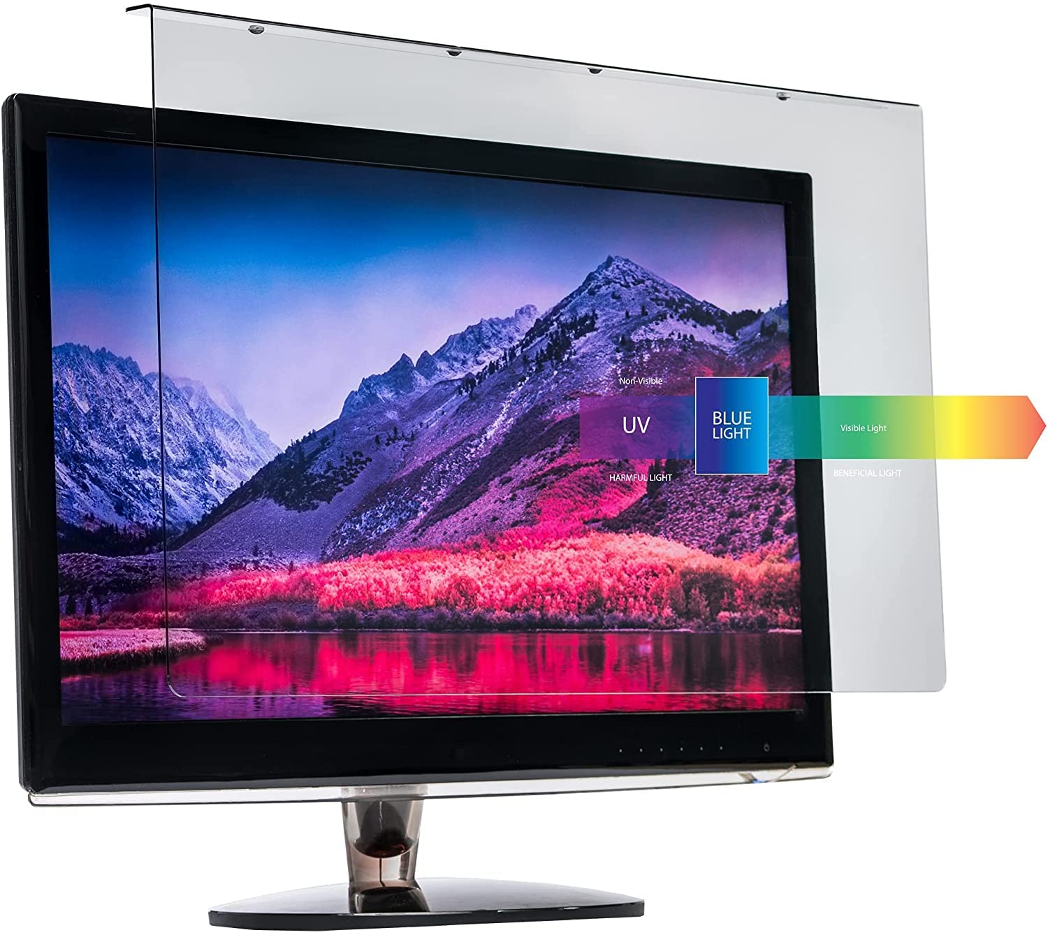 VizoBlueStop 27-28 Inch Anti Blue Light Screen Protector for Computer Monitor - Blocks Harmful 380-495nm Blue Light - Fits LCD, TV, PC & Mac Screens (64 x 37.5cm) - Reduce Eye Strain for Office Work & Gaming