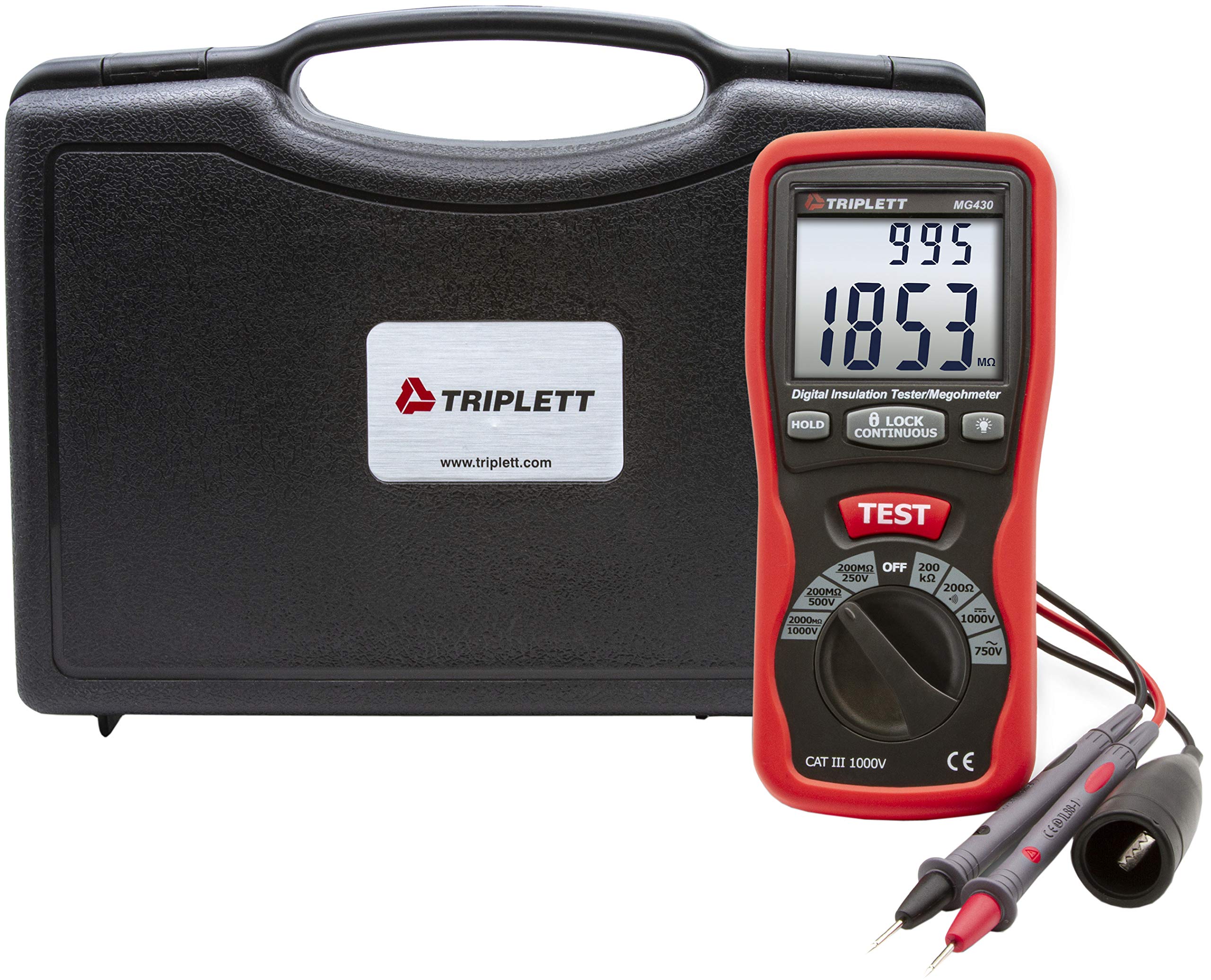 Triplett MG430 Digital Insulation Resistance Tester - 1000V Megohmmeter with NIST Calibration Certificate | Perfect for Electricians, HVAC Technicians & Industrial Maintenance