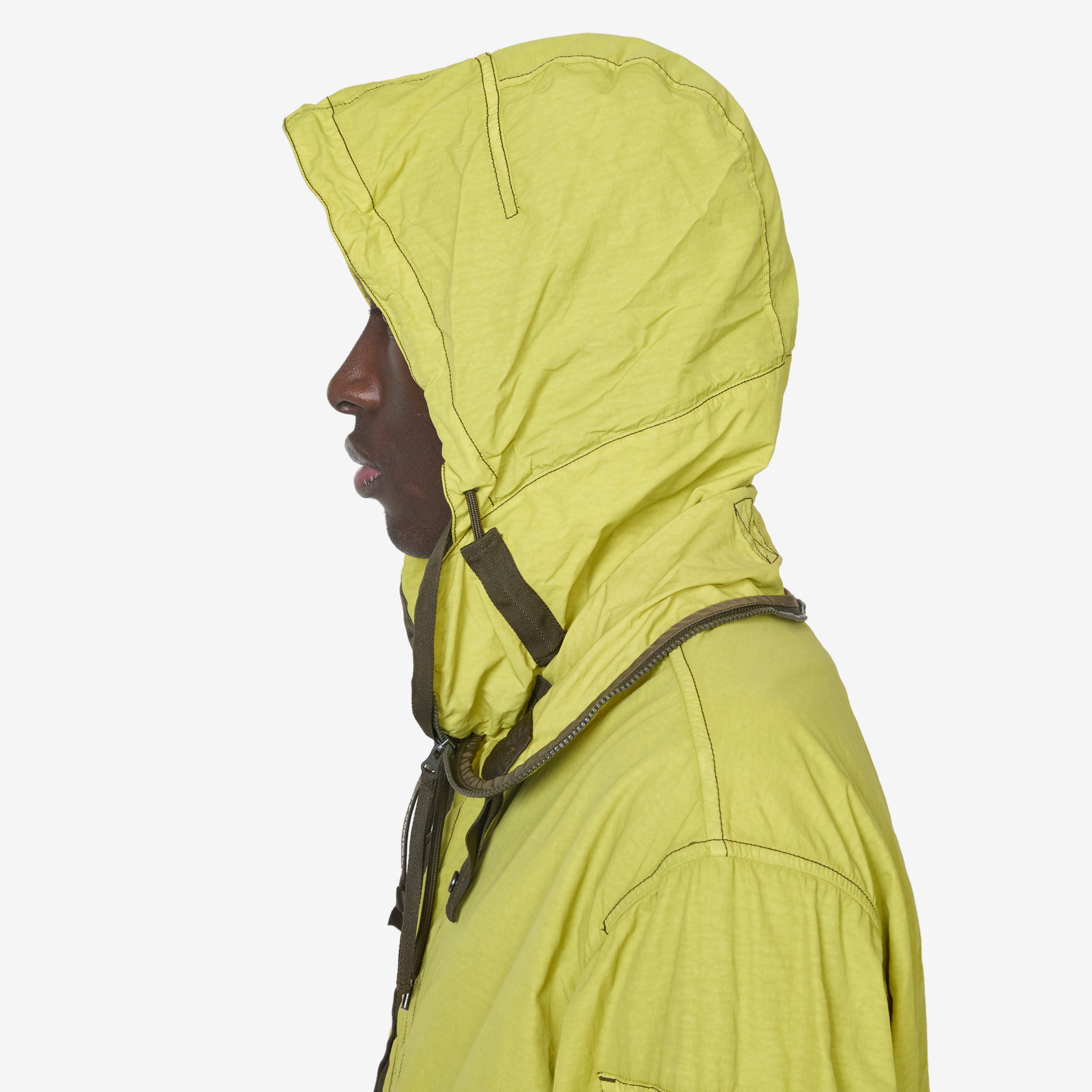Contrast Flat Nylon Hooded Jacket in Cress Green - Lightweight Waterproof Windbreaker for Outdoor Hiking & Urban Streetwear