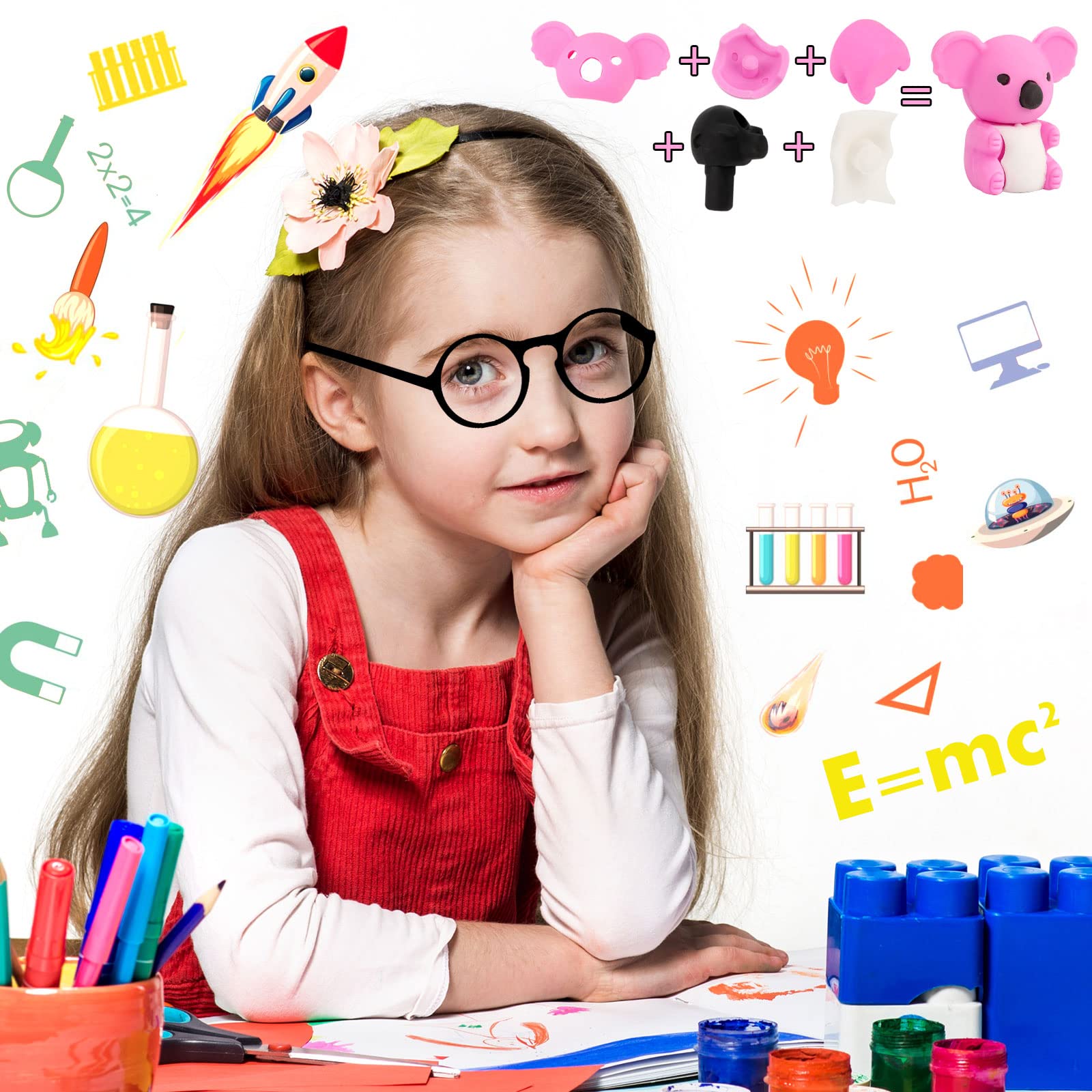 24 Pcs Cute Animal Puzzle Erasers for Kids - Bulk Classroom Supplies, Fun Pencil Toppers & Student Rewards - Perfect for School, Art Projects & Party Favors