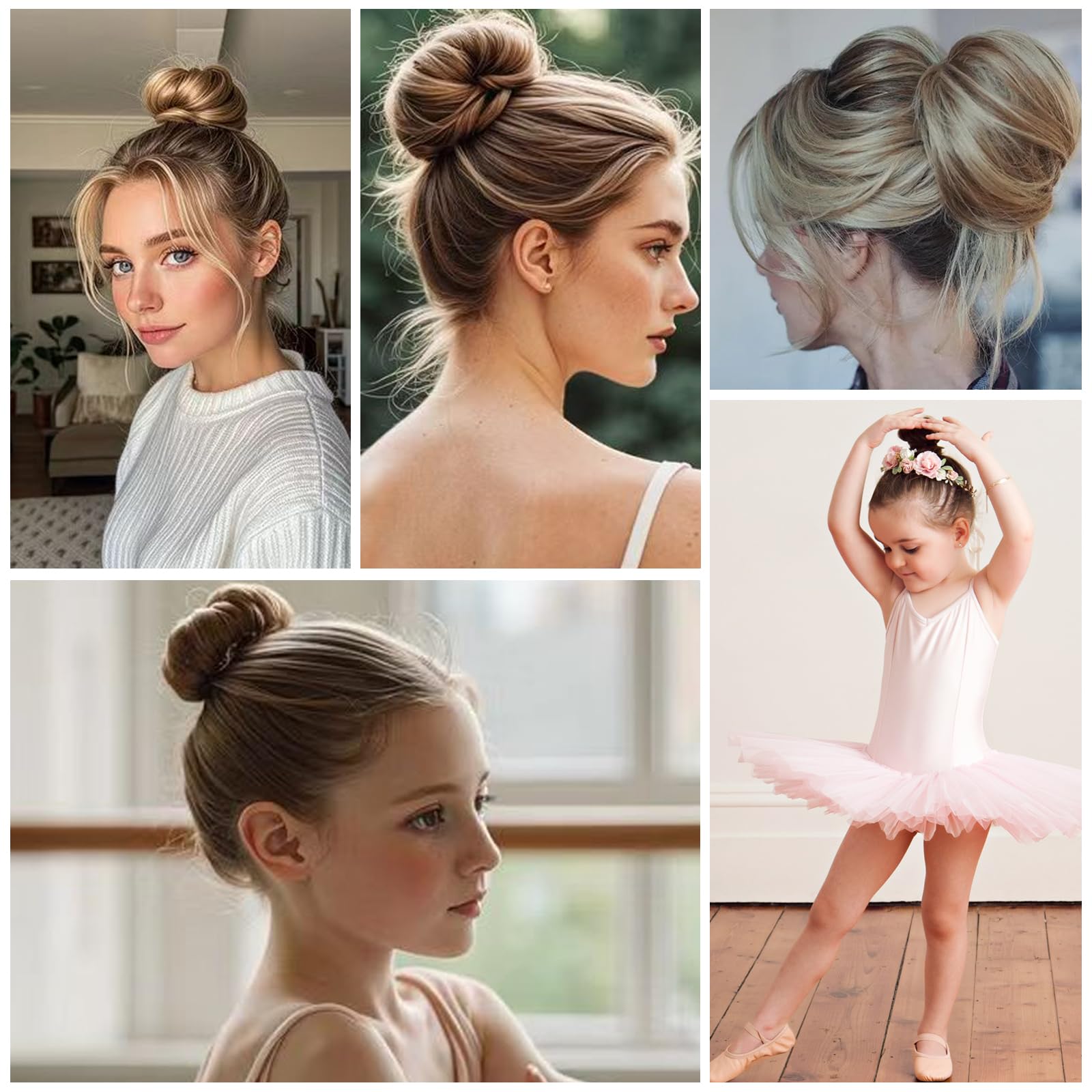 4-Piece Hair Bun Maker Set - Magic Donut for Women & Kids | DIY Hair Shaper Tool for Ballerina & Updo Hairstyles | Perfect for Long Hair Styling at Home, School or Special Events