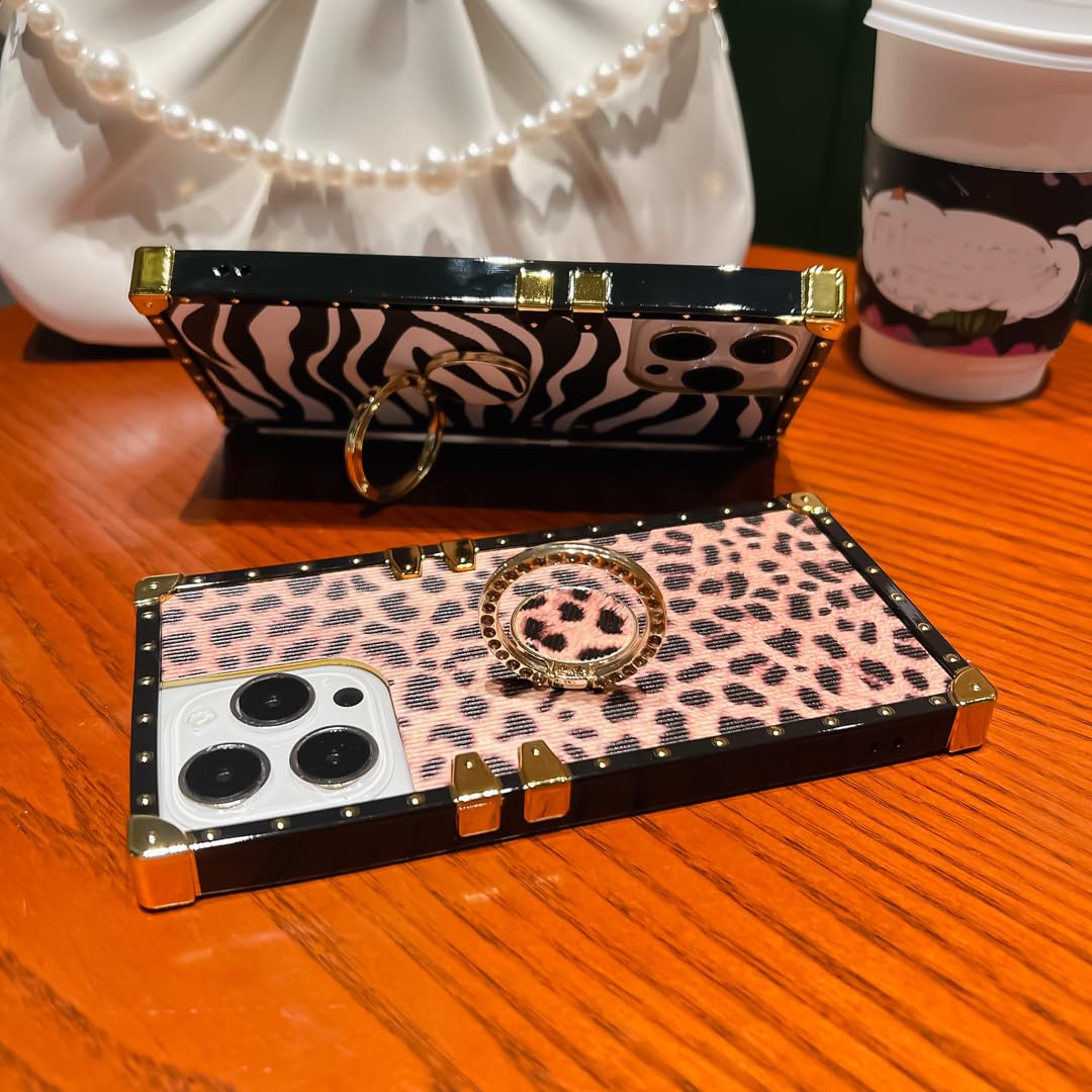 Fashion Cute Leopard Pattern Soft TPU Case for Samsung Galaxy A52 5G - Shockproof Protective Phone Cover with Ring Holder & Kickstand (Gold) | Perfect for Women & Girls Daily Use, Work, Travel and Outdoor Activities