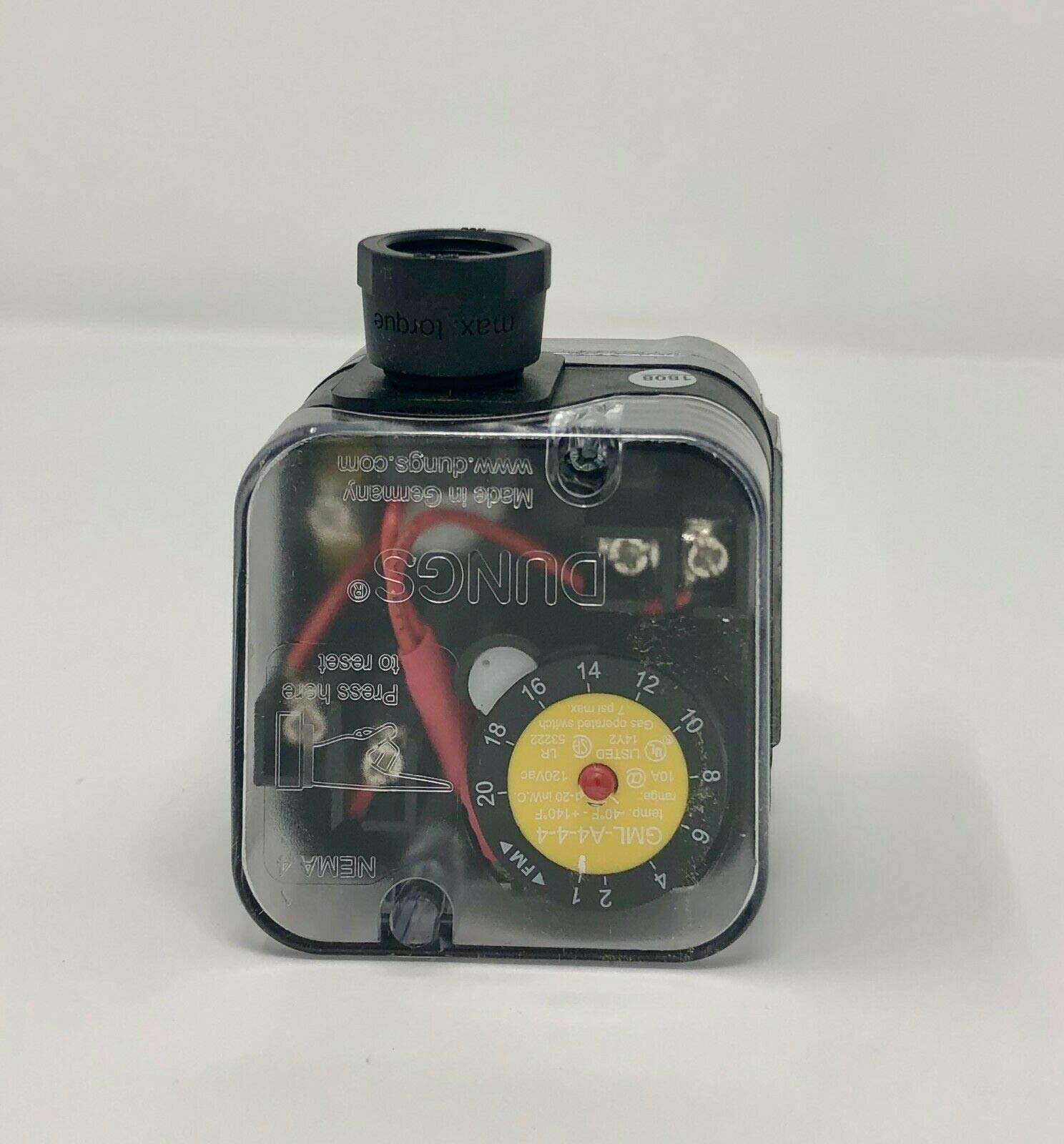 266945 Gas Pressure Switch - NEMA 4 Rated (Formerly 217-340A) - 1 to 20 W.C Pipe Mount - Manual Reset SPDT Switch 10A @ 120VAC - Ideal for HVAC, Industrial Equipment & Gas Furnace Safety Controls