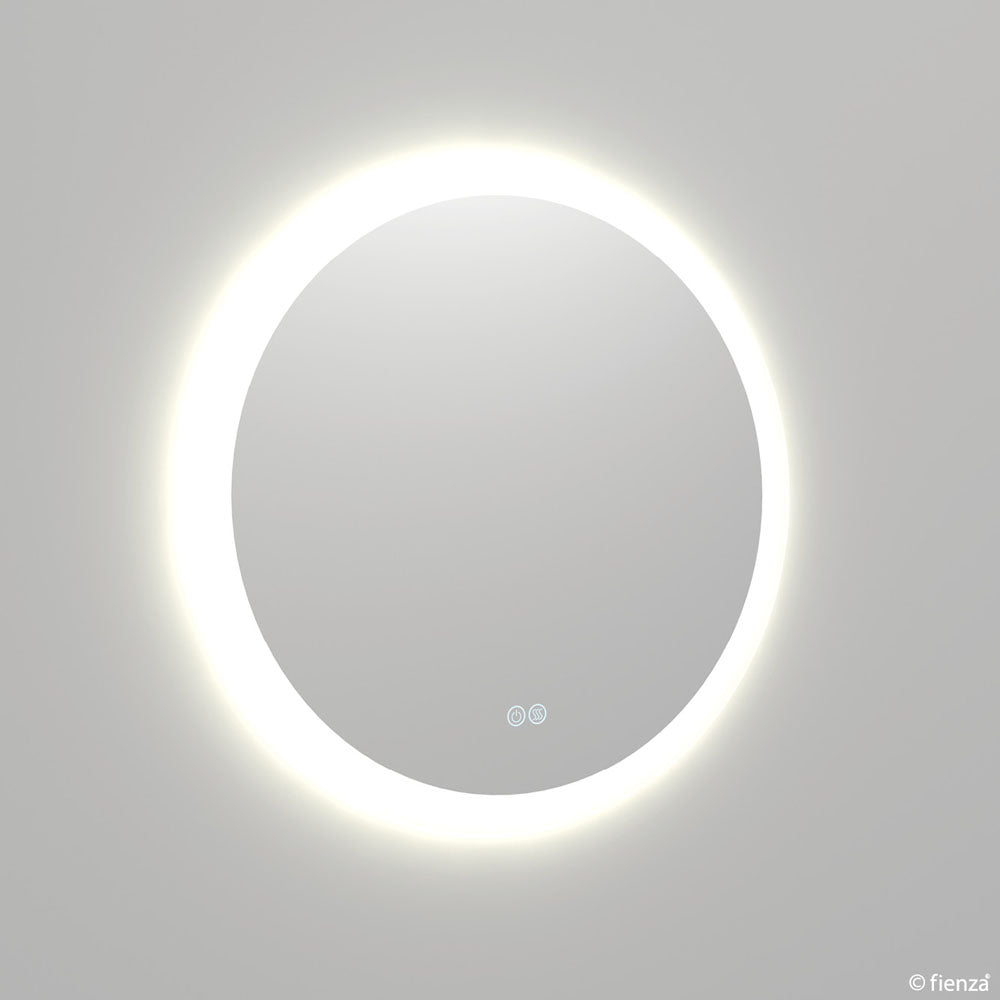 Fienza LED696 Kaya Round LED Mirror – 18 Inch Vanity Mirror with Touch Control, Dimmable Lights for Makeup, Shaving & Bathroom Decor – Perfect for Home, Salon, and Hotel Use