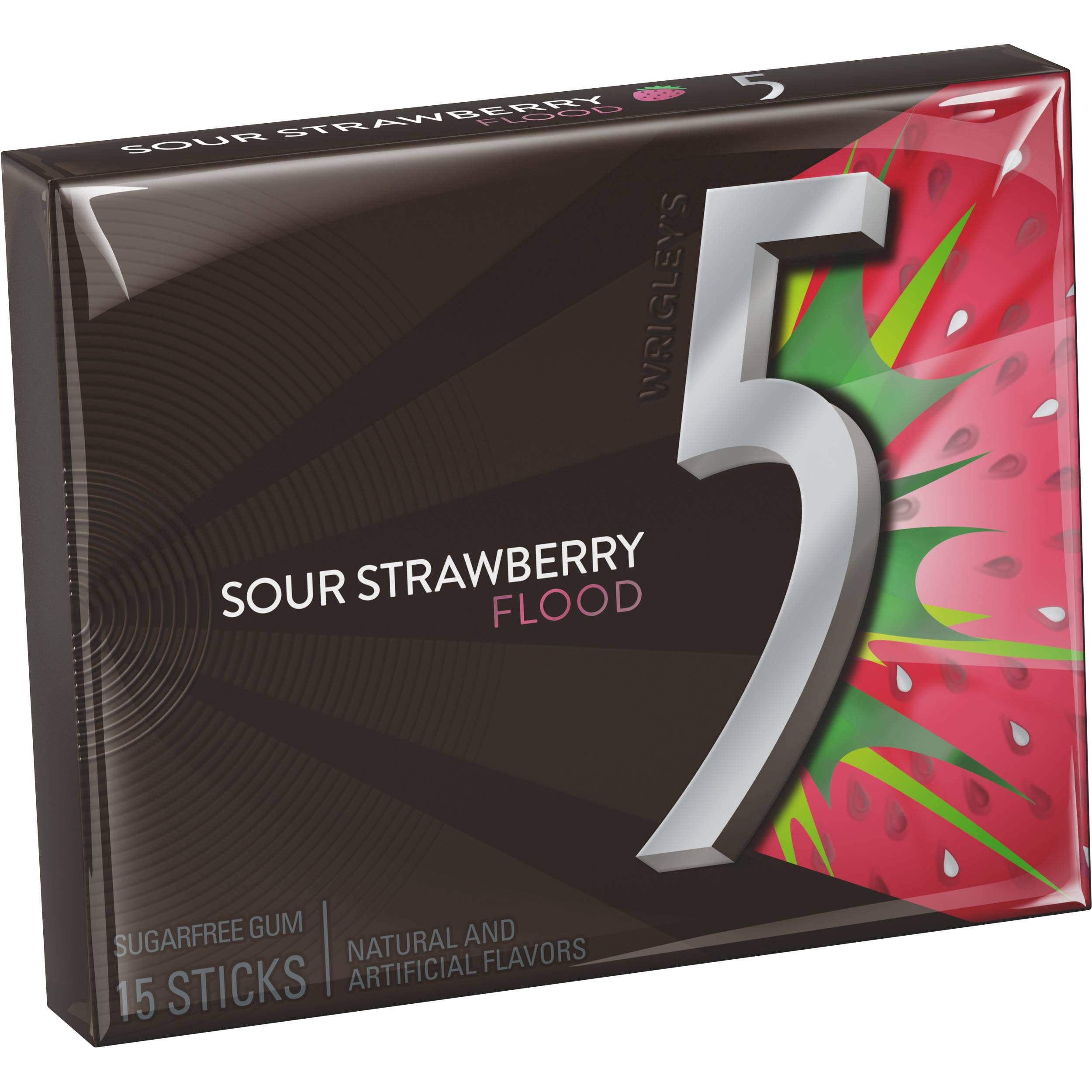 Sugar Free Sour Strawberry Flavored Chewing Gum - 15 Pieces per Pack (120 Pieces per Case) - Perfect for Freshening Breath, Stress Relief & On-the-Go Freshness