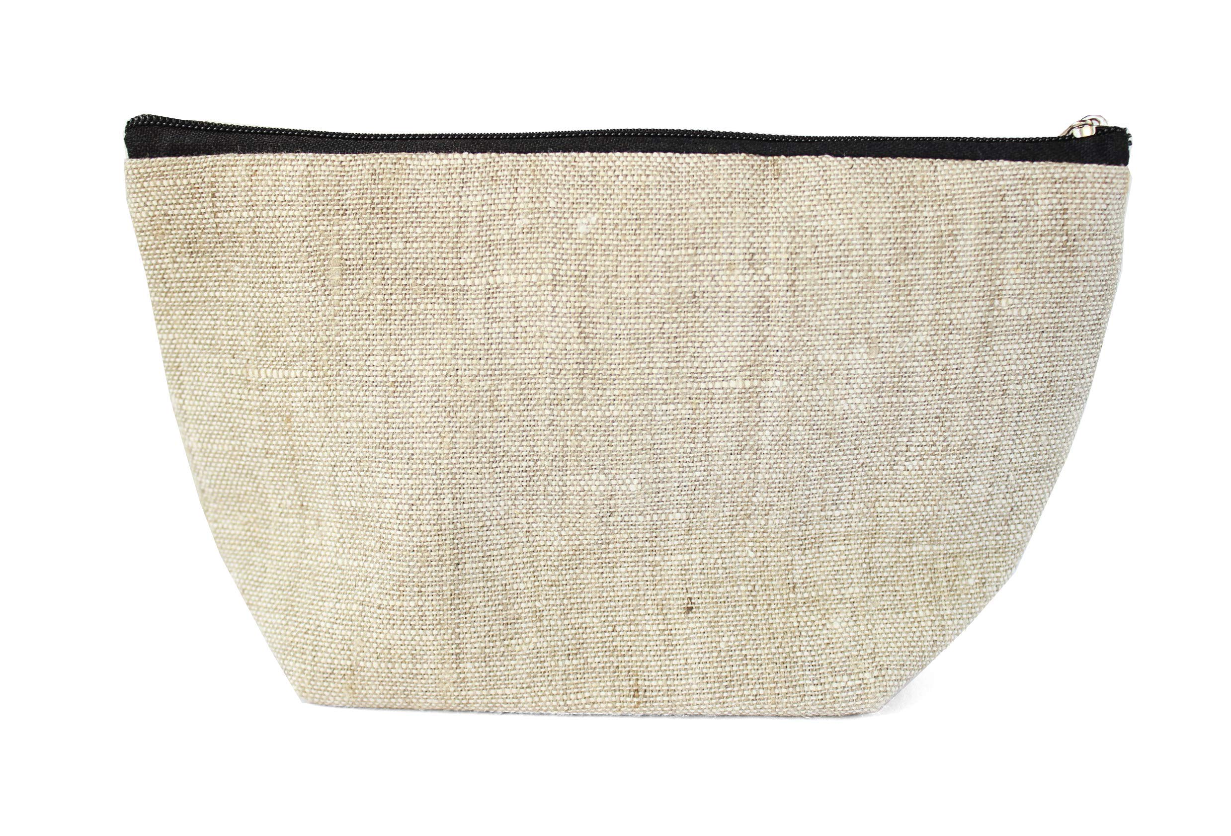 Small Linen Makeup Bag for Women - Hand Painted Cosmetic Pouch with Zip Closure, Perfect for Bridesmaids, Travel & Daily Essentials | Mama Bear Cosmetics