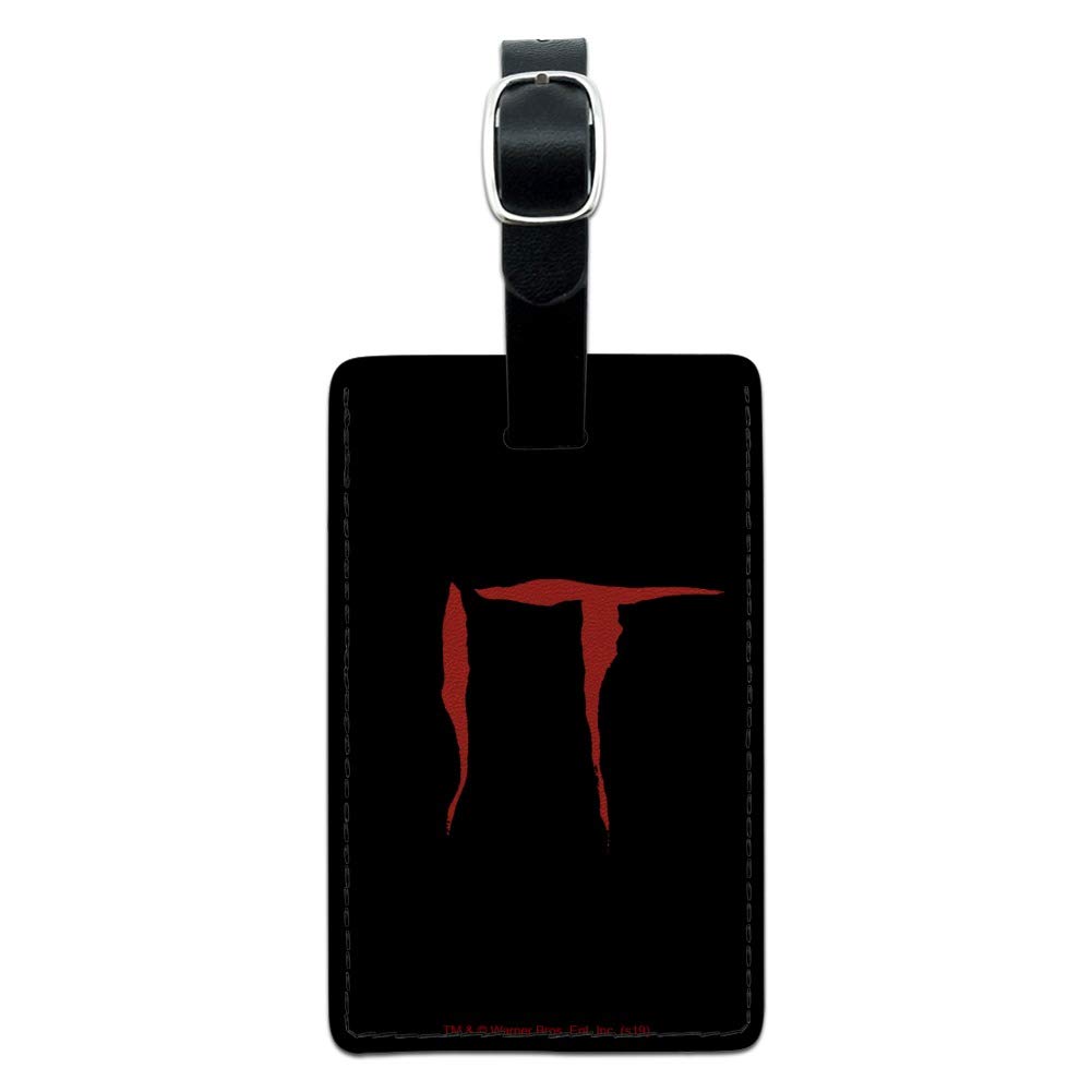 IT Movie Logo Rectangle Leather Luggage Tag - Durable Suitcase ID Tag for Carry-On Bags - Perfect for Travel Identification and Horror Movie Fan Accessories
