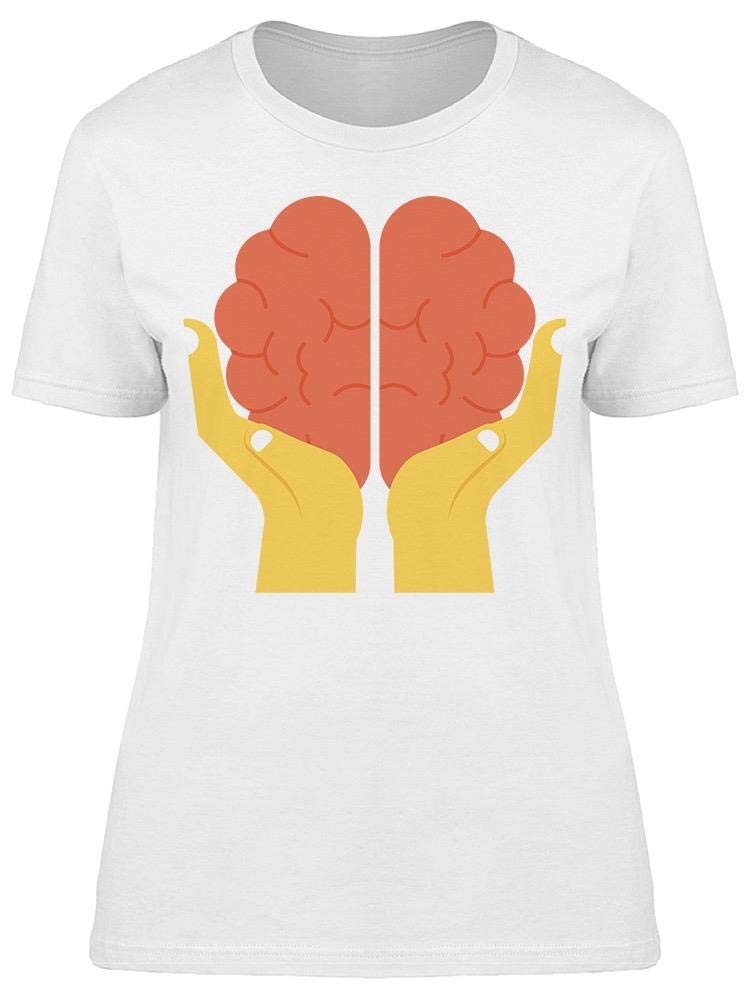 Women's Hand Holding Brain Graphic T-Shirt - Funny Science Lover Tee for Casual Wear & Gifts