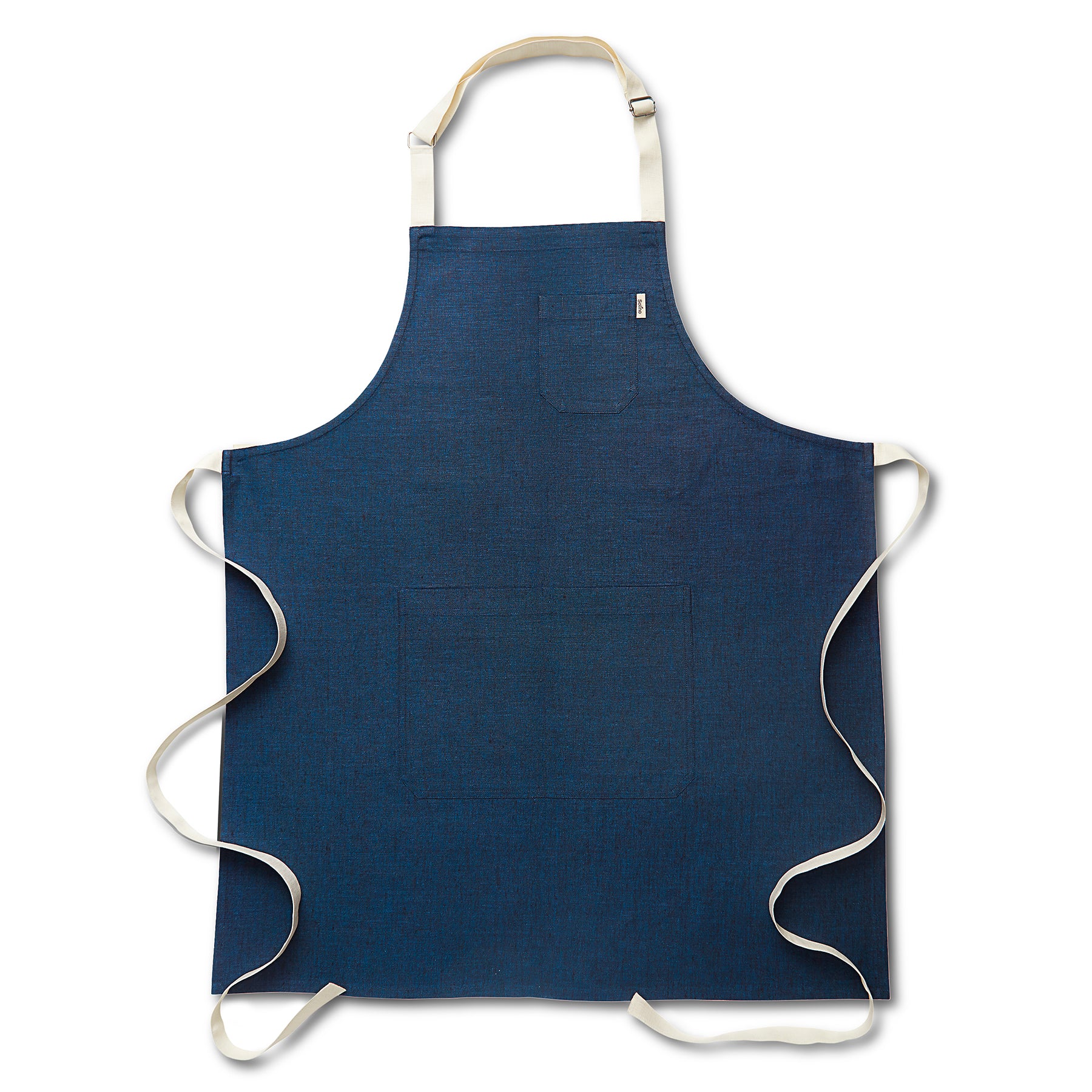 Indigo Apron with Ivory Tie