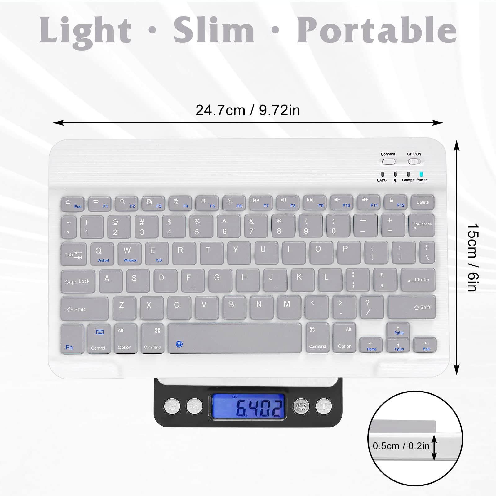 Rechargeable Bluetooth Keyboard and Mouse Combo - Ultra Slim Full-Size Wireless Set for Mac, iPad, Tablet, PC & Laptop (Stone Grey Keyboard + White Mouse) | Perfect for Home Office, Remote Work & Gaming