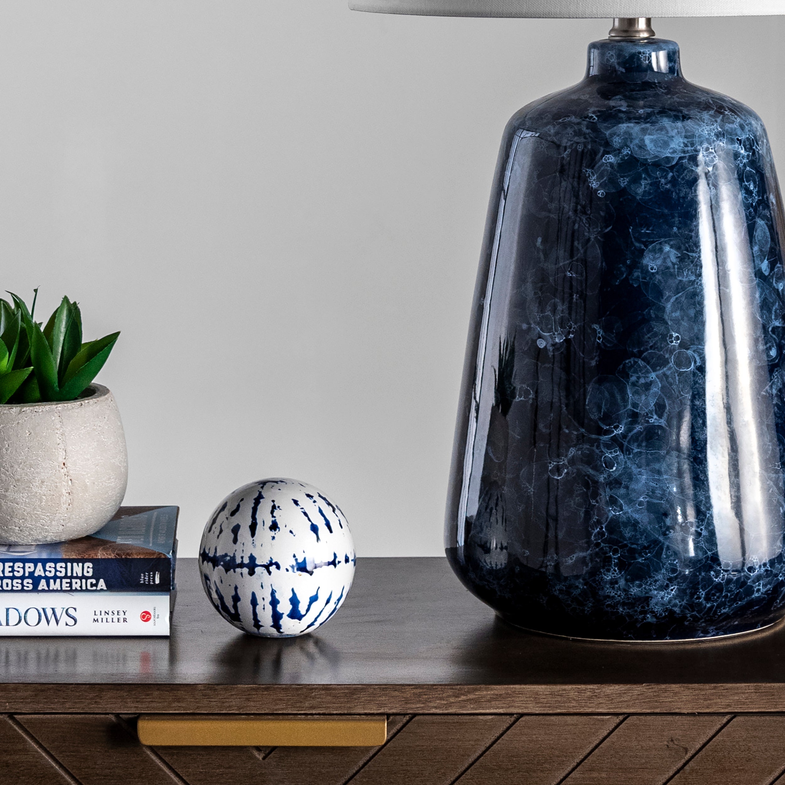 27 Inch Zelda Themed Ceramic Table Lamp - Navy Blue Home Decor for Living Room, Bedroom & Office