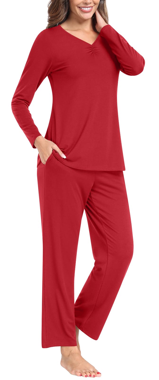 Syoss Women's Plus Size Pajama Sets - Soft Long Sleeve Sleepwear & Lounge Pjs (M-4XL) for Cozy Nights, Relaxing at Home, and Gift Giving