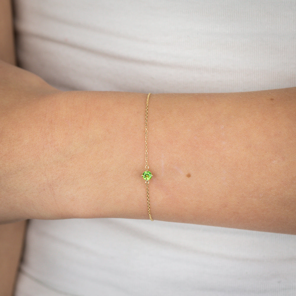 0.30 Carat Peridot Adjustable Bracelet 17cm in 9ct Yellow Gold | Dainty Green Gemstone Jewelry for Women | Perfect for Everyday Wear, Gifts & Special Occasions