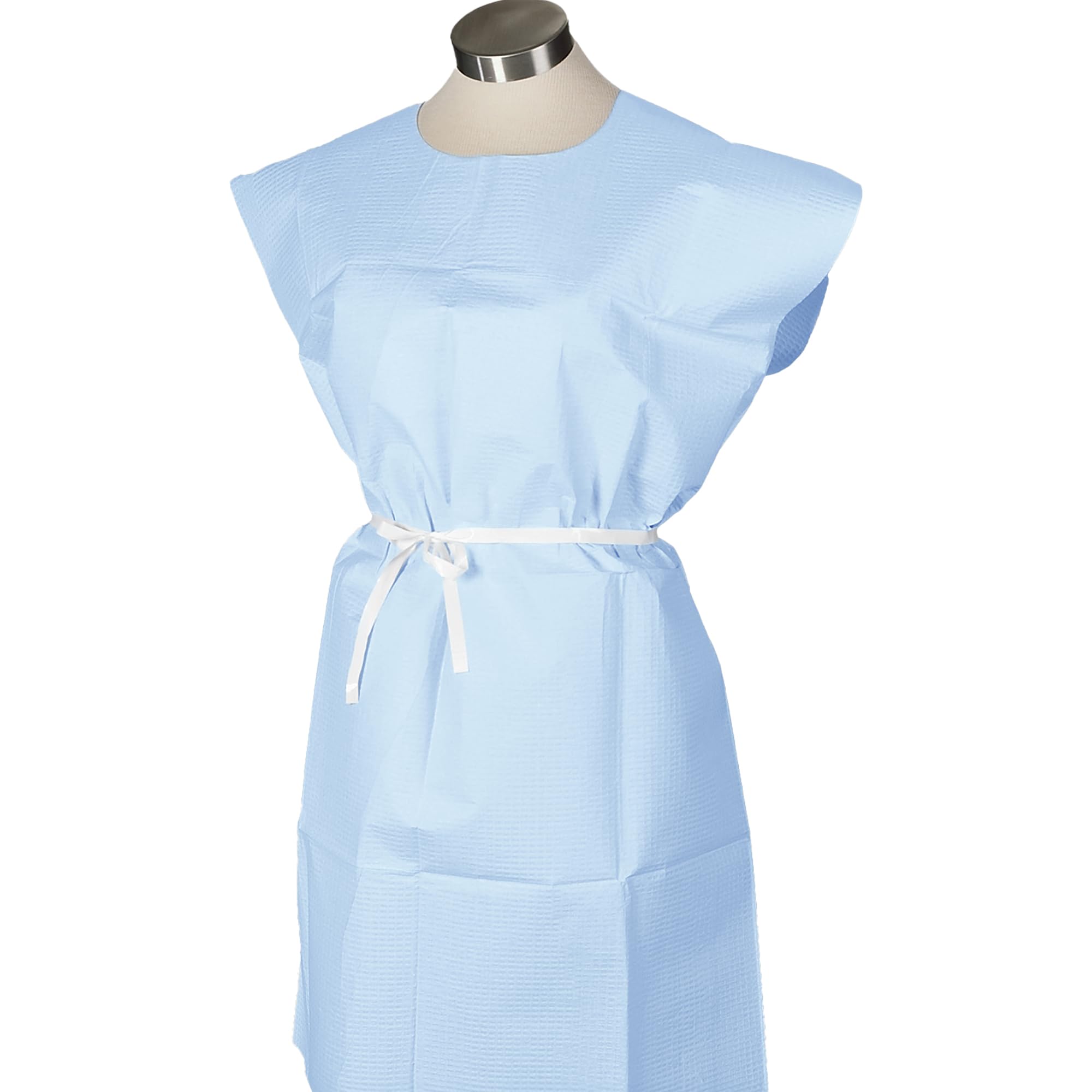 **Avalon Premium Disposable Medical Gowns - Blue (Pack of 50) - Open Back with Waist Tie, Short Sleeve - 30