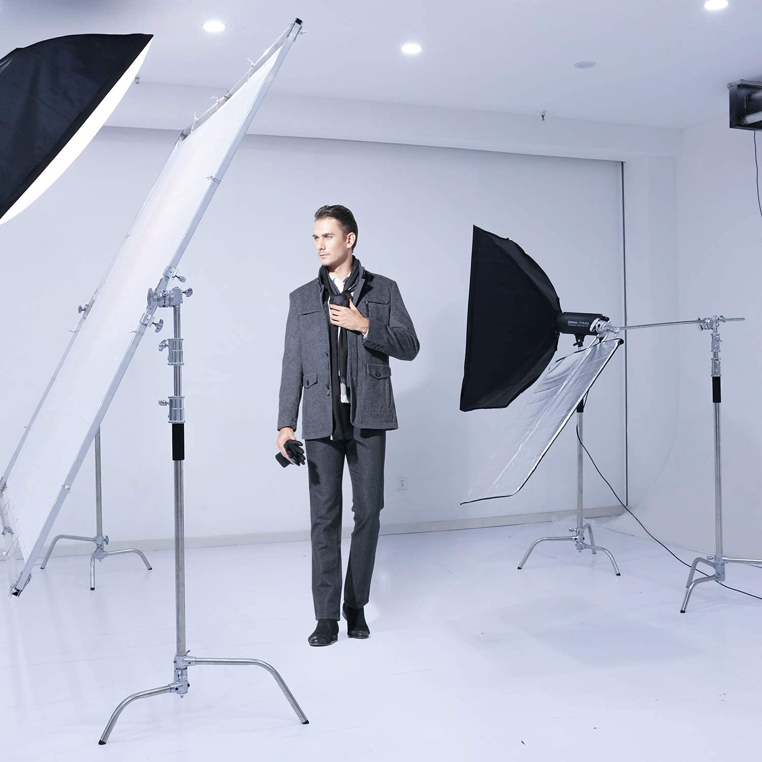 Heavy Duty C Stand with Boom Arm - 10.8ft Stainless Steel Photography Light Stand Kit, 4.2ft Adjustable Boom for Studio Softbox, Reflector & Lighting Equipment - Perfect for Photography Studios, Video Production & Film Sets