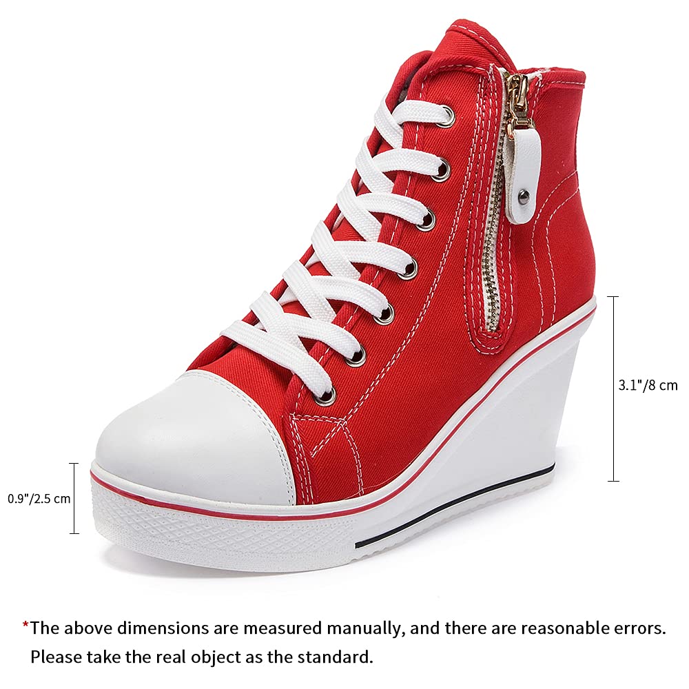 Women's Fashion Canvas High-Heeled Sneakers - Comfortable Walking Shoes with Platform Wedge Pump Design | Perfect for Casual Outings, Office Wear & Date Nights