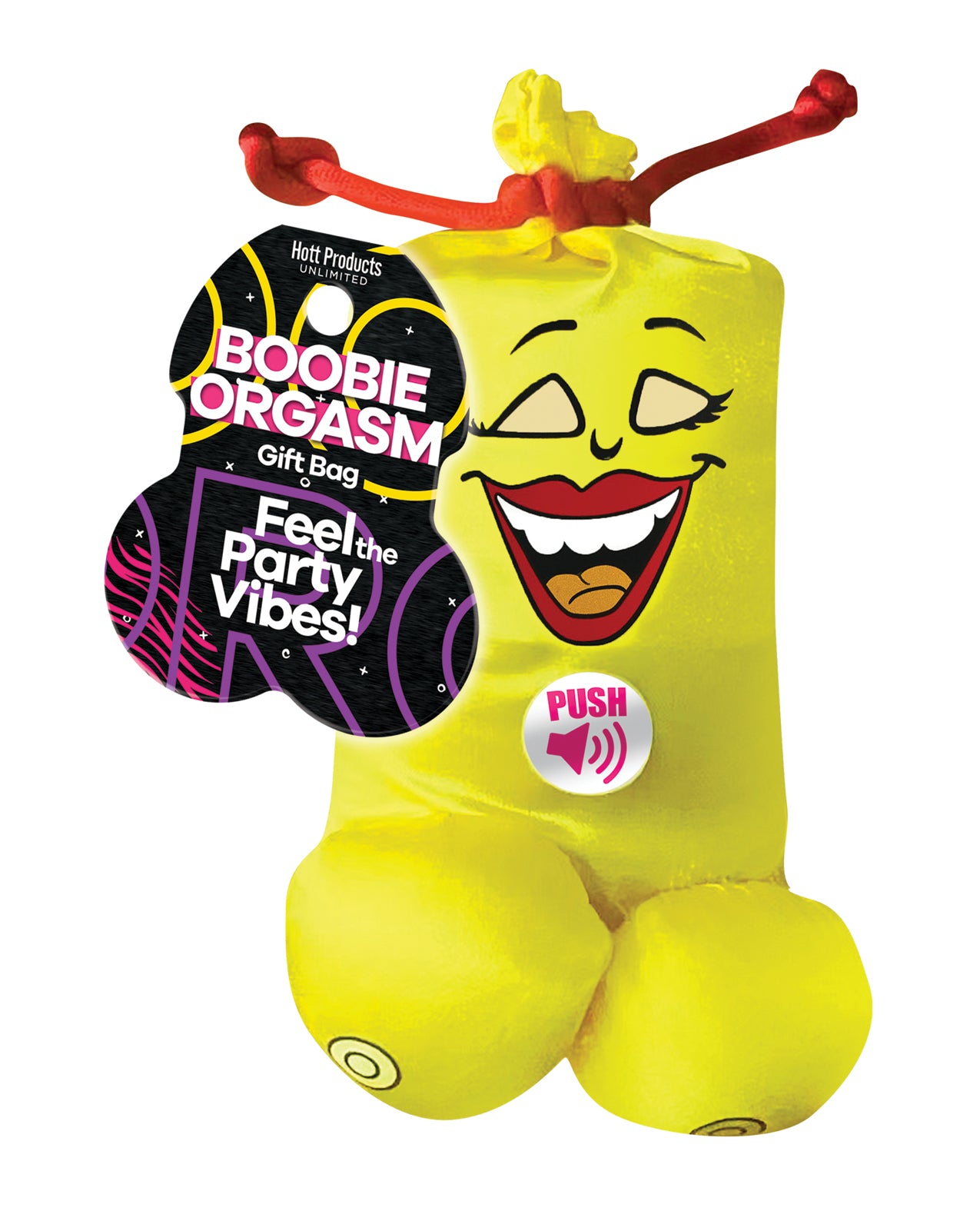 Boobie Orgasm Gift Bag - Funny Novelty Present for Bachelorette Parties & Girls Night Out - Yellow