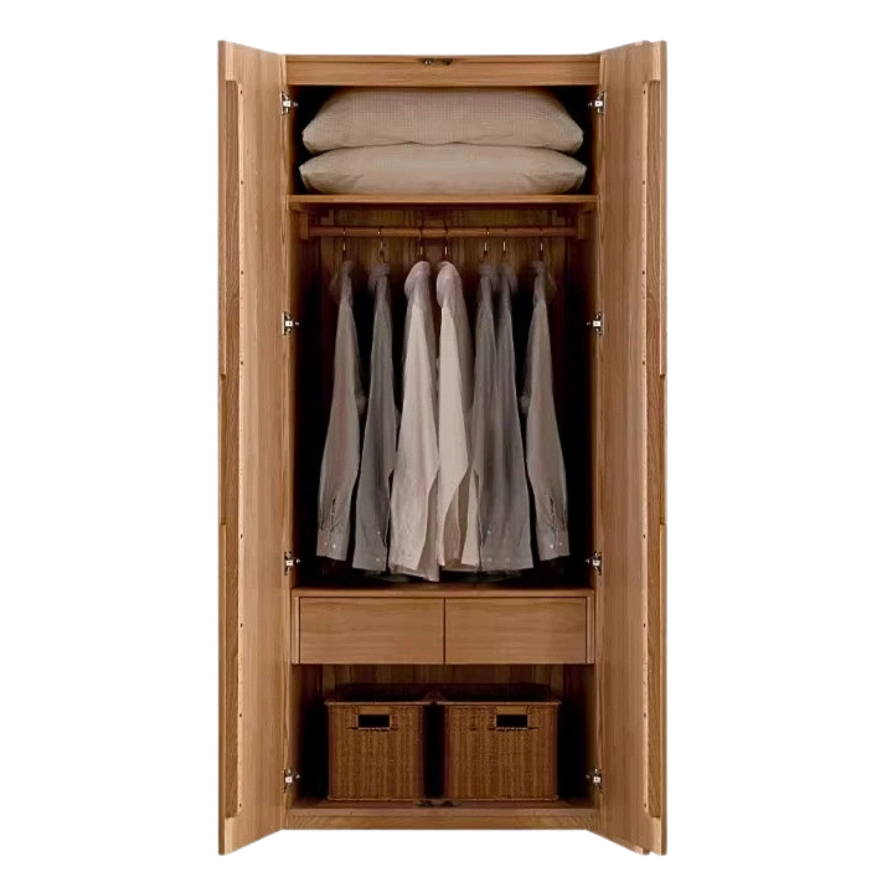 Solid Oak Wood Wardrobe - Premium Quality, Spacious Storage for Bedroom, Closet & Home Organization