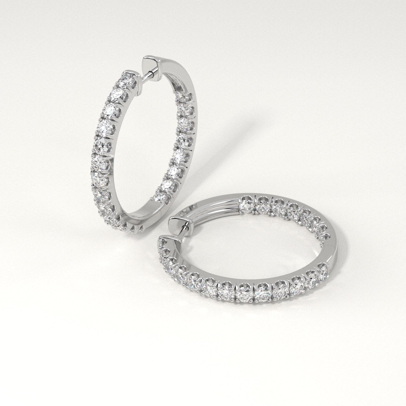 2 Carat Diamond Hoop Earrings for Women - 14K White Gold Classic Circle Earrings - Perfect for Weddings, Parties & Everyday Elegance