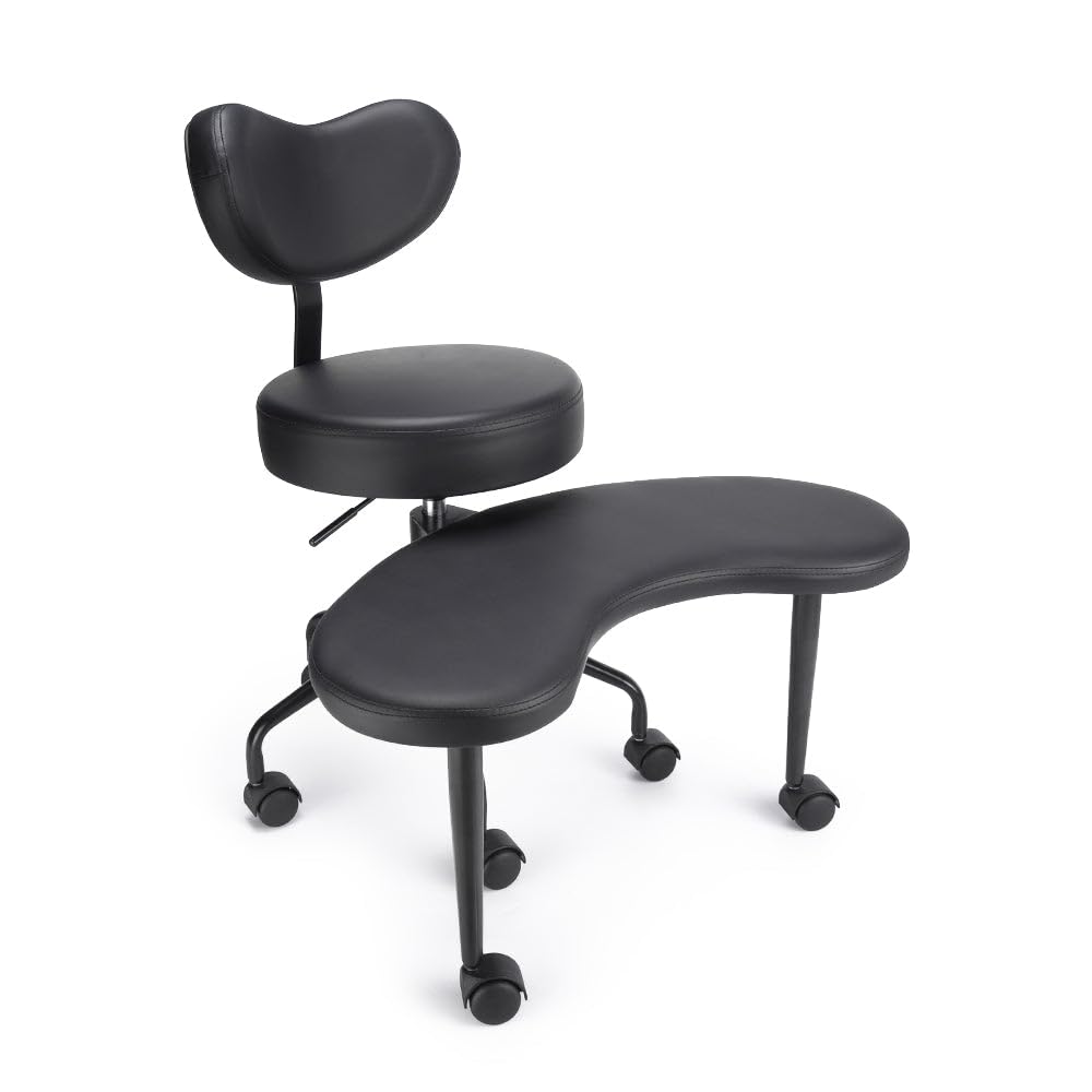 Adjustable Meditation Chair with Wheels - Ergonomic Cross-Legged Office Chair for ADHD & Fidgety Sitters - Criss Cross Desk Chair with Lumbar Support - Flexible Design for Yoga, Meditation & Home Office (Black)