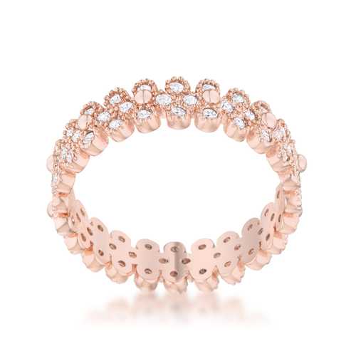 1ct CZ Rose Gold Textured Bezel Eternity Ring for Women - Perfect for Weddings, Anniversaries & Special Occasions