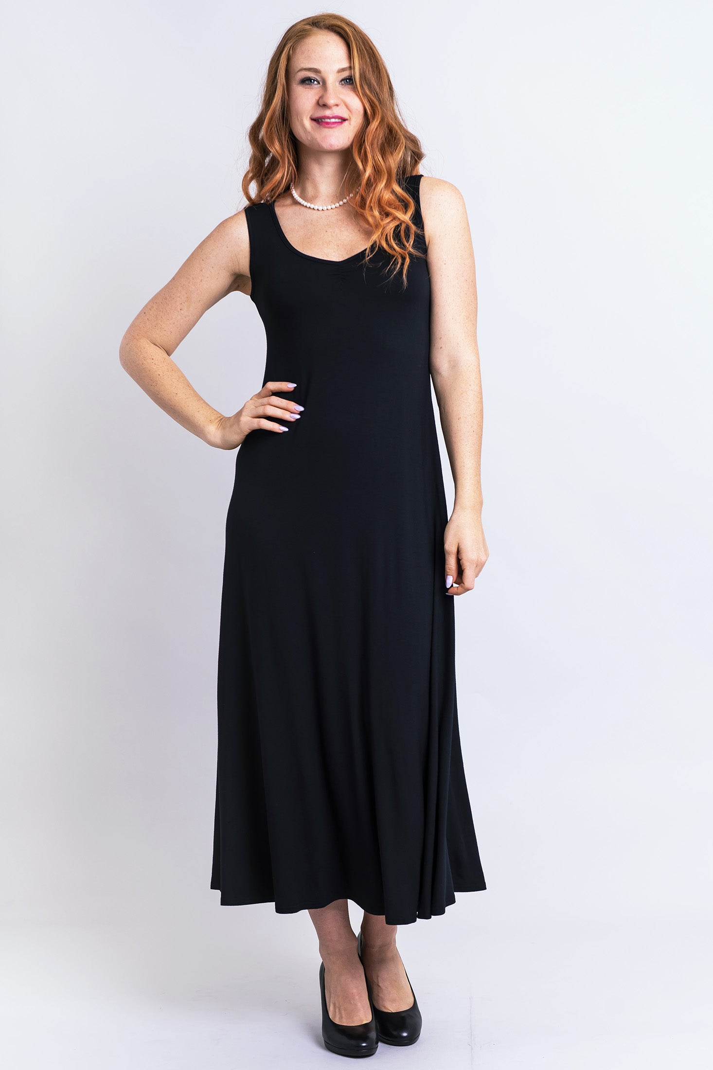 Lanai Sleeveless Dress for Women - Soft Bamboo Fabric Summer Dress in Black | Perfect for Beach Vacations, Garden Parties & Casual Outings
