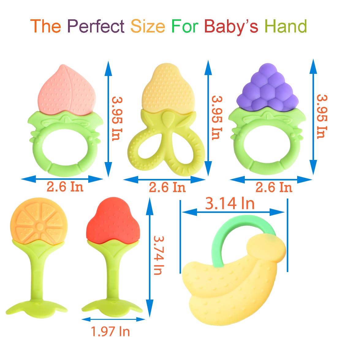 6 PCS BPA-Free Silicone Baby Teething Toys | Freezer Safe Organic Infant Teethers | Soft & Textured for Natural Brain Development | Perfect for Soothing Sore Gums & Early Learning Playtime