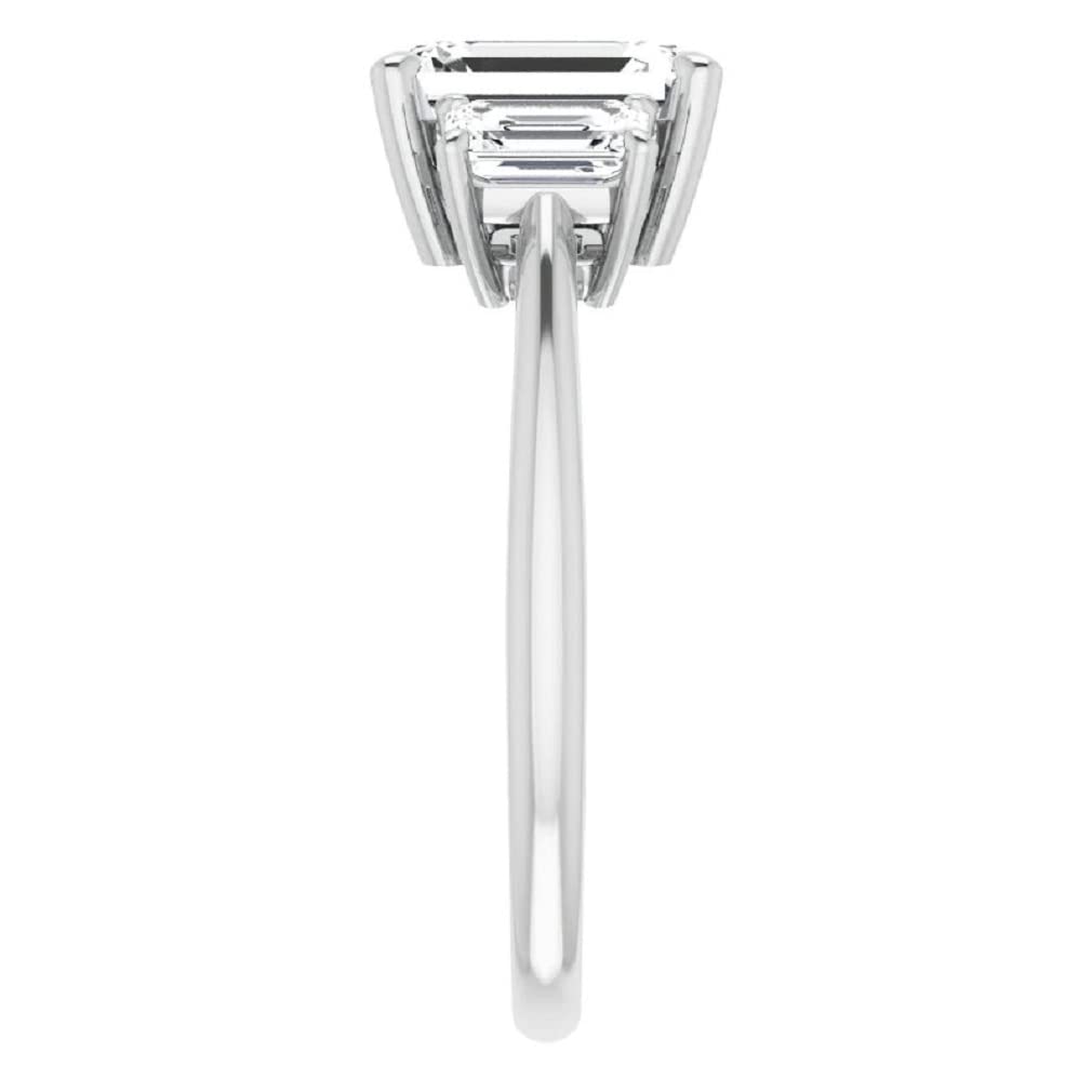 10K Solid White Gold Handmade Engagement Ring - 1.0 CT Emerald Cut Moissanite Diamond Solitaire Wedding Band for Women - Perfect for Proposals, Anniversaries & Bridal Jewelry Gifts
