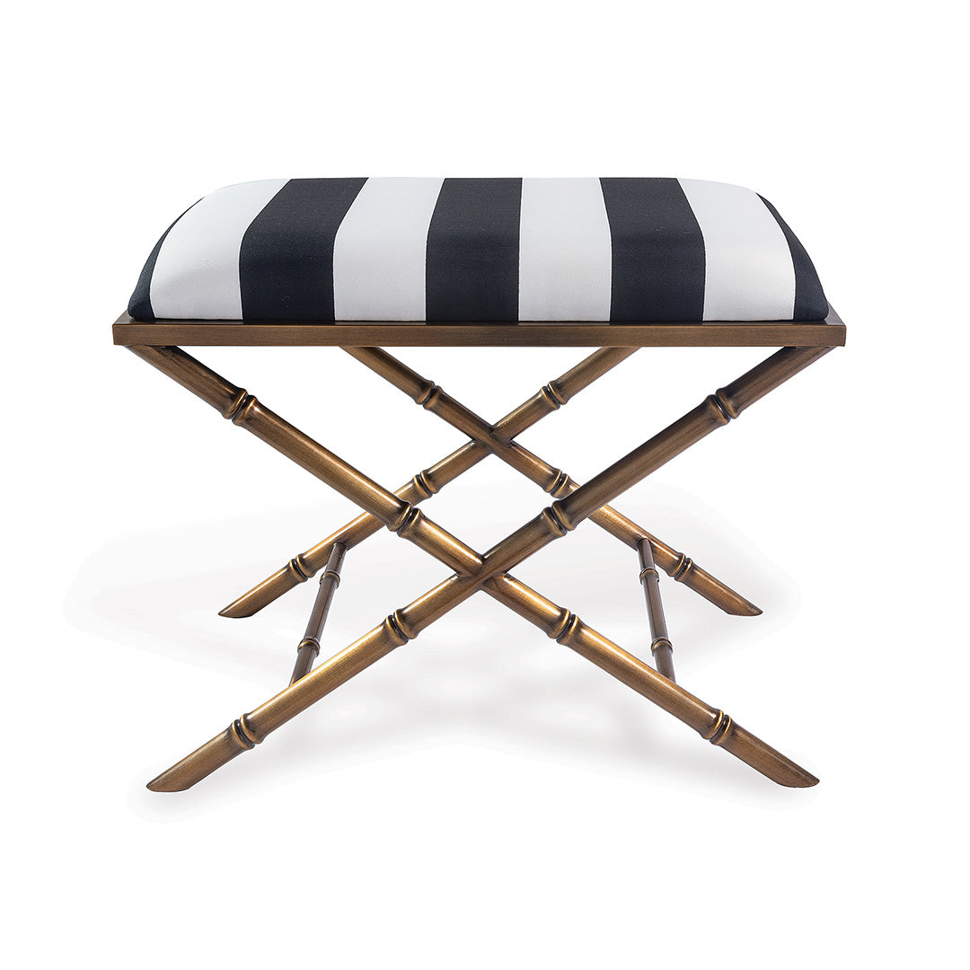 Palm Beach Stripe Bench - Coastal Style Outdoor Wooden Bench for Patio, Garden, and Poolside Decor - Perfect for Beach Houses, Resorts, and Backyard Relaxation