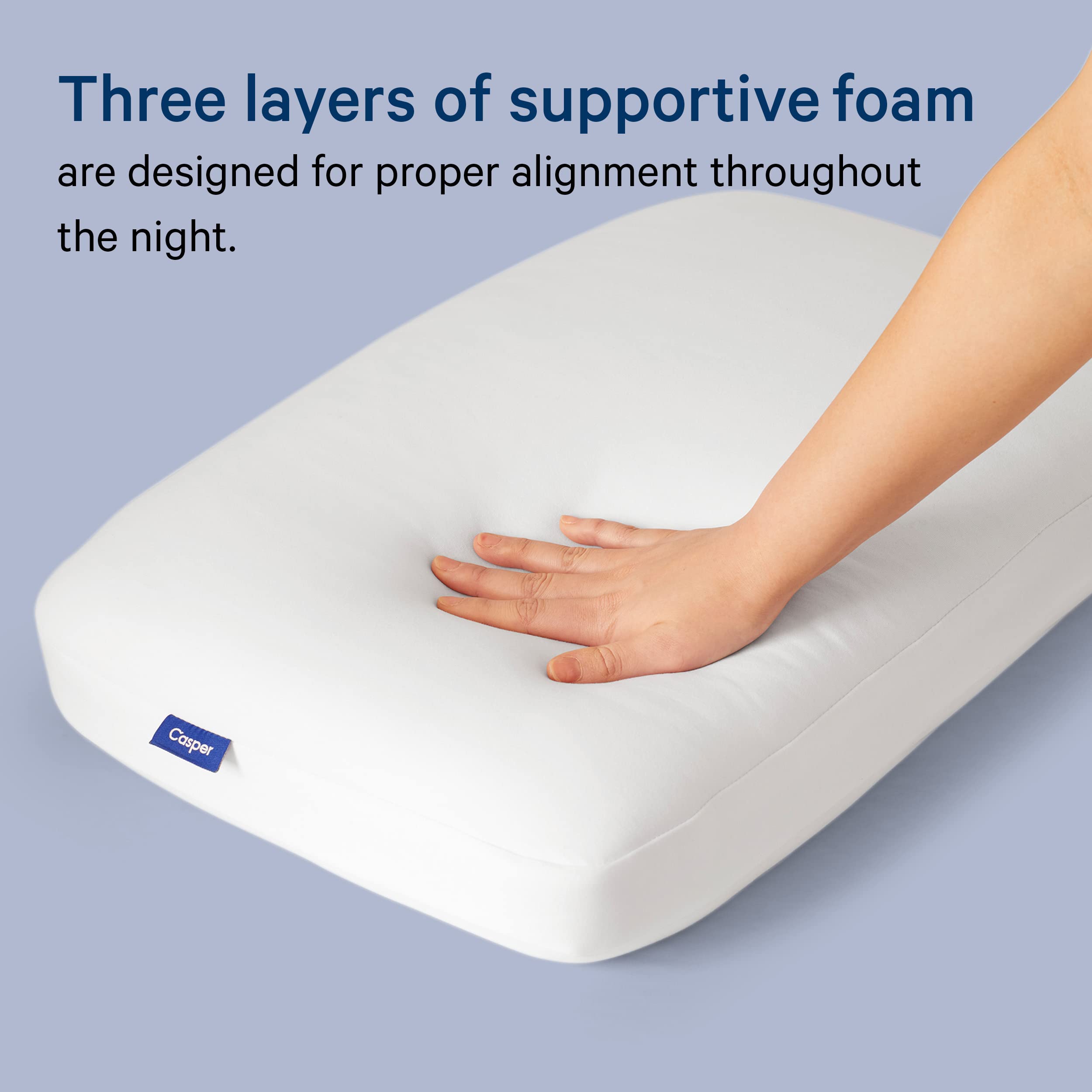 Casper Snow Foam Pillow - Standard Size, Cooling Gel Memory Foam Pillow for Side, Back & Stomach Sleepers - White - Perfect for Hot Sleepers & Night Sweat Relief