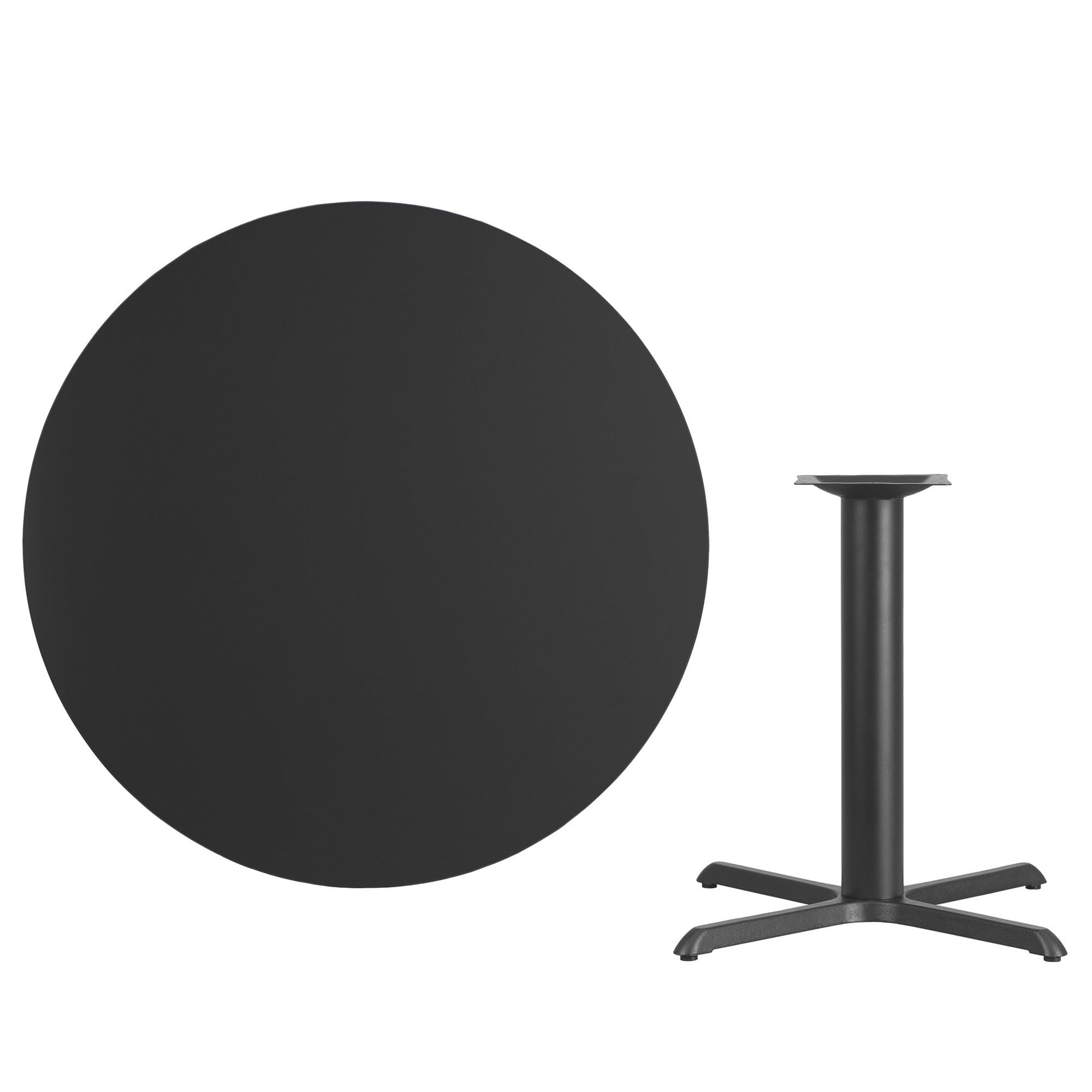 Flash Furniture 42-Inch Round Black Laminate Dining Table with 33x33-Inch Sturdy Base - Perfect for Kitchen, Dining Room, Office or Conference Room