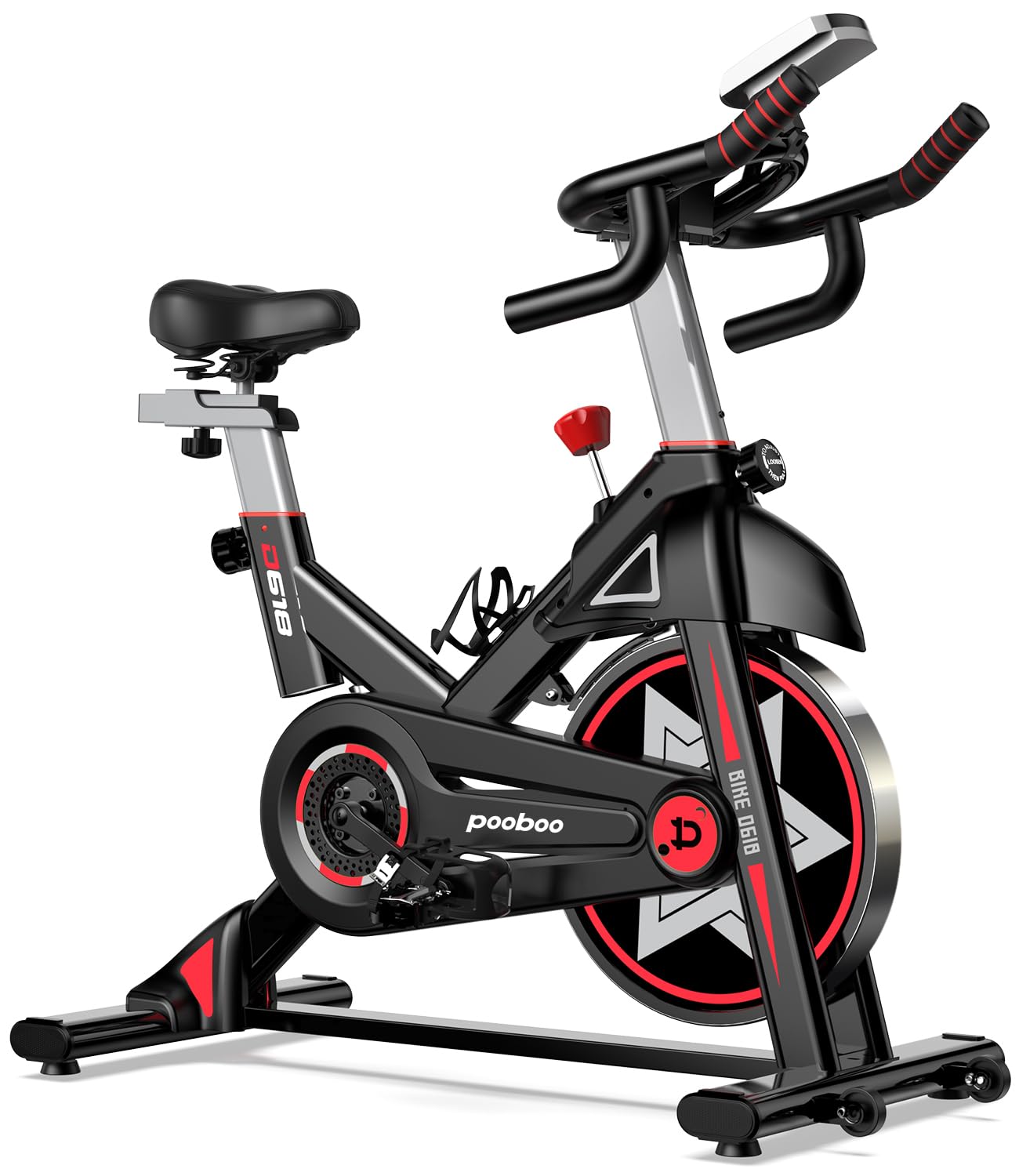 POOBOO Exercise Bike - Silent Belt Drive Indoor Cycling Bike for Home Gym with Comfortable Seat Cushion & Tablet Holder | Perfect for Cardio Workouts, Home Fitness & Apartment Use