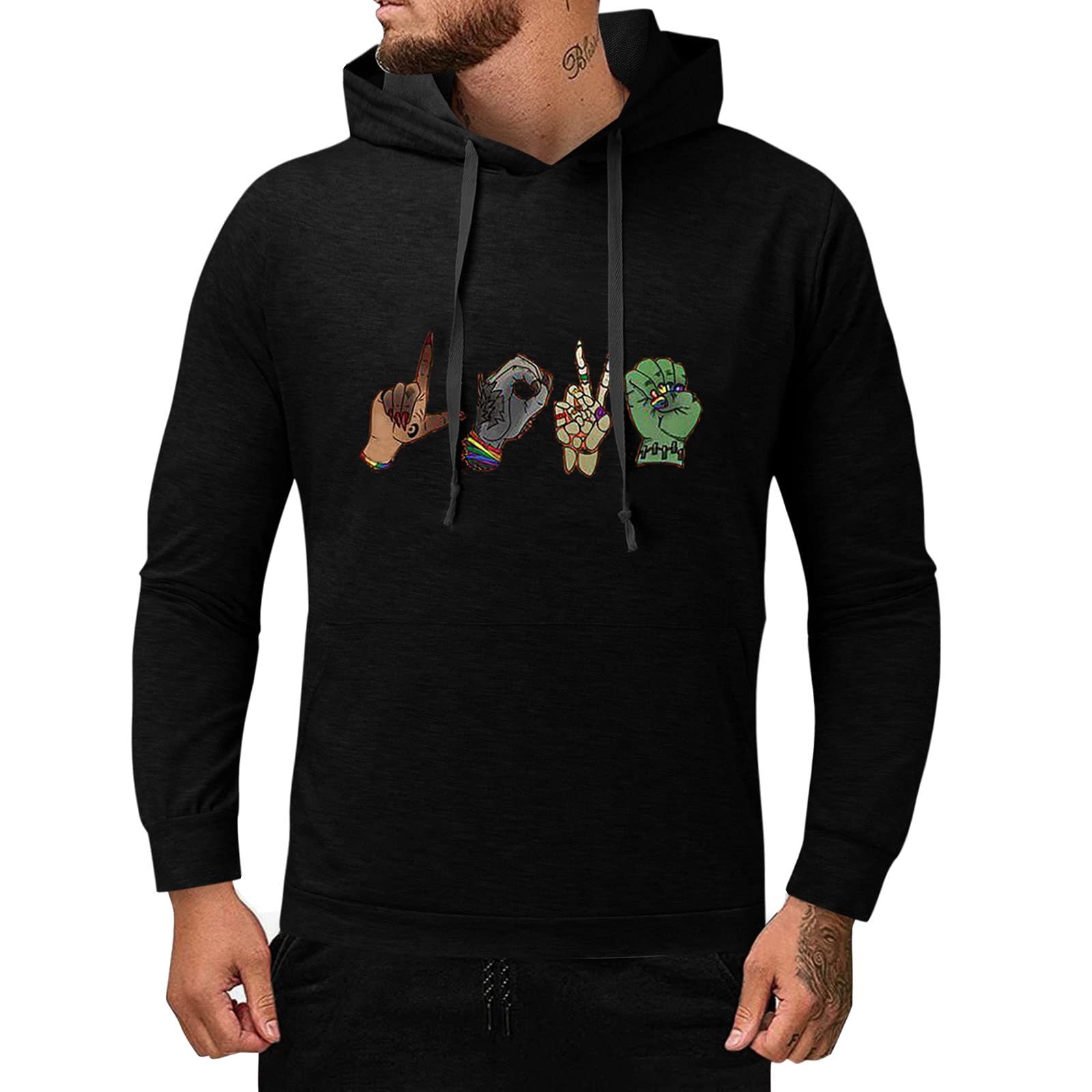 Men's Graphic Print Hoodies with Sleeve Pocket - Casual Long Sleeve Sweatshirts for Everyday Wear, Street Style & Outdoor Activities