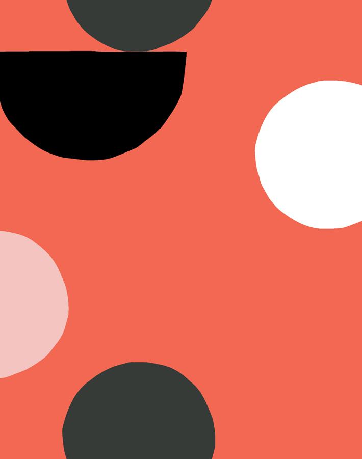 Clare V. Mid Century Dots Wallpaper - Retro Red Peel & Stick Wallpaper for Living Room, Bedroom, or Office Decor