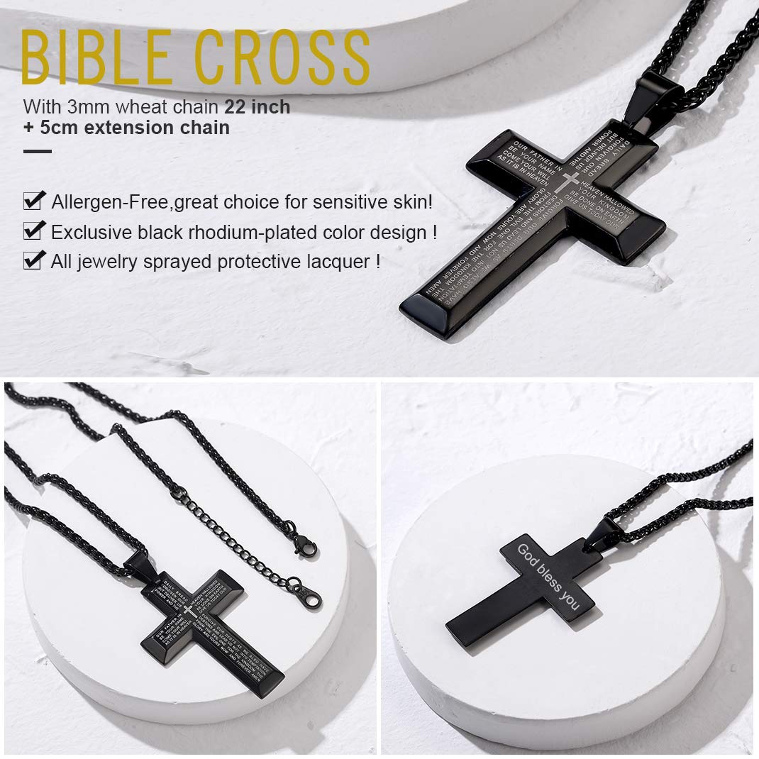 GOLDCHIC JEWELRY Cross INRI Crucifix Pendant Necklace with Virgin Mary Miraculous Medal - Religious Christian Jewelry for Women & Men - Perfect for Baptism, First Communion, Confirmation & Daily Wear