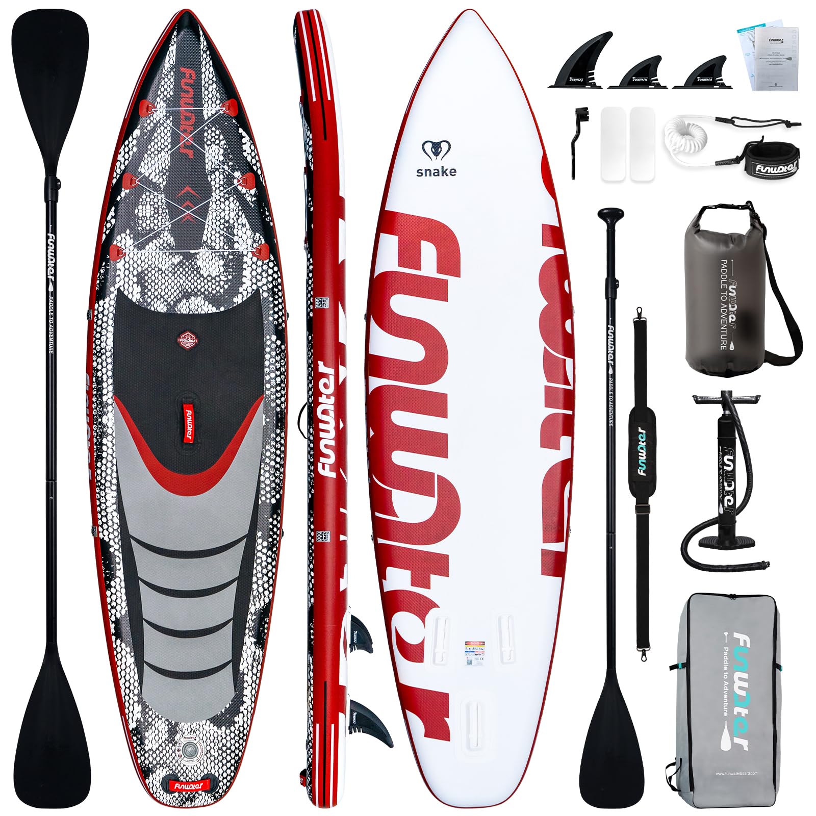**FunWater Ultra-Light Inflatable Stand Up Paddle Board (SUP) with Full Accessories Kit - Adjustable Paddle, Pump, Backpack, Leash & Waterproof Phone Bag - Perfect for Lakes, Rivers & Ocean Paddling**