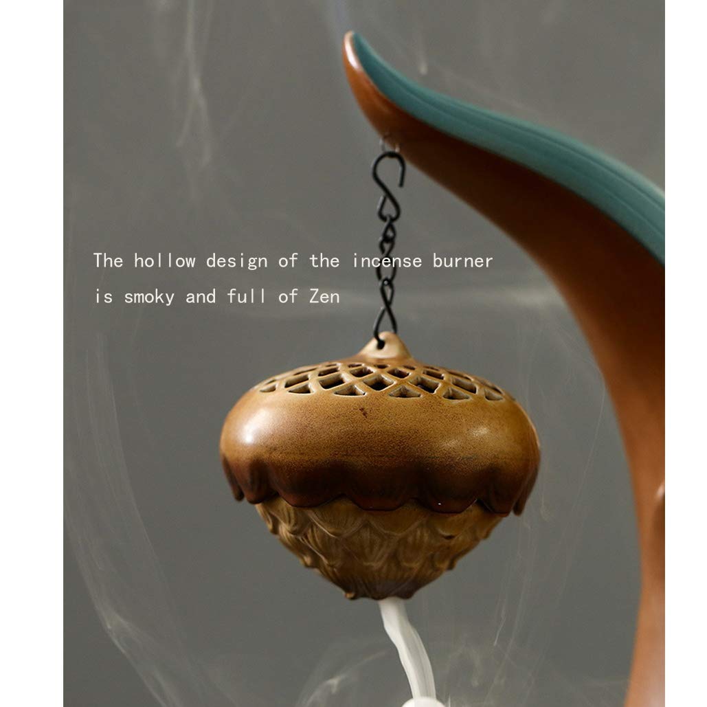 Ceramic Lotus Backflow Incense Burner - Hanging Aromatherapy Diffuser for Meditation, Yoga & Relaxation - Sandalwood Incense Holder for Home Decor & Spiritual Use
