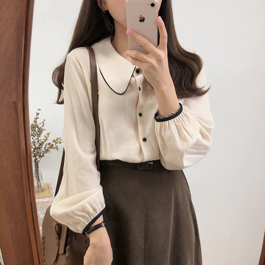 Elegant A-Line Pleated Knee-Length Suede Skirt with Vintage Plaid Long Sleeve - Perfect for Fall Fashion, Office Wear & Casual Outfits