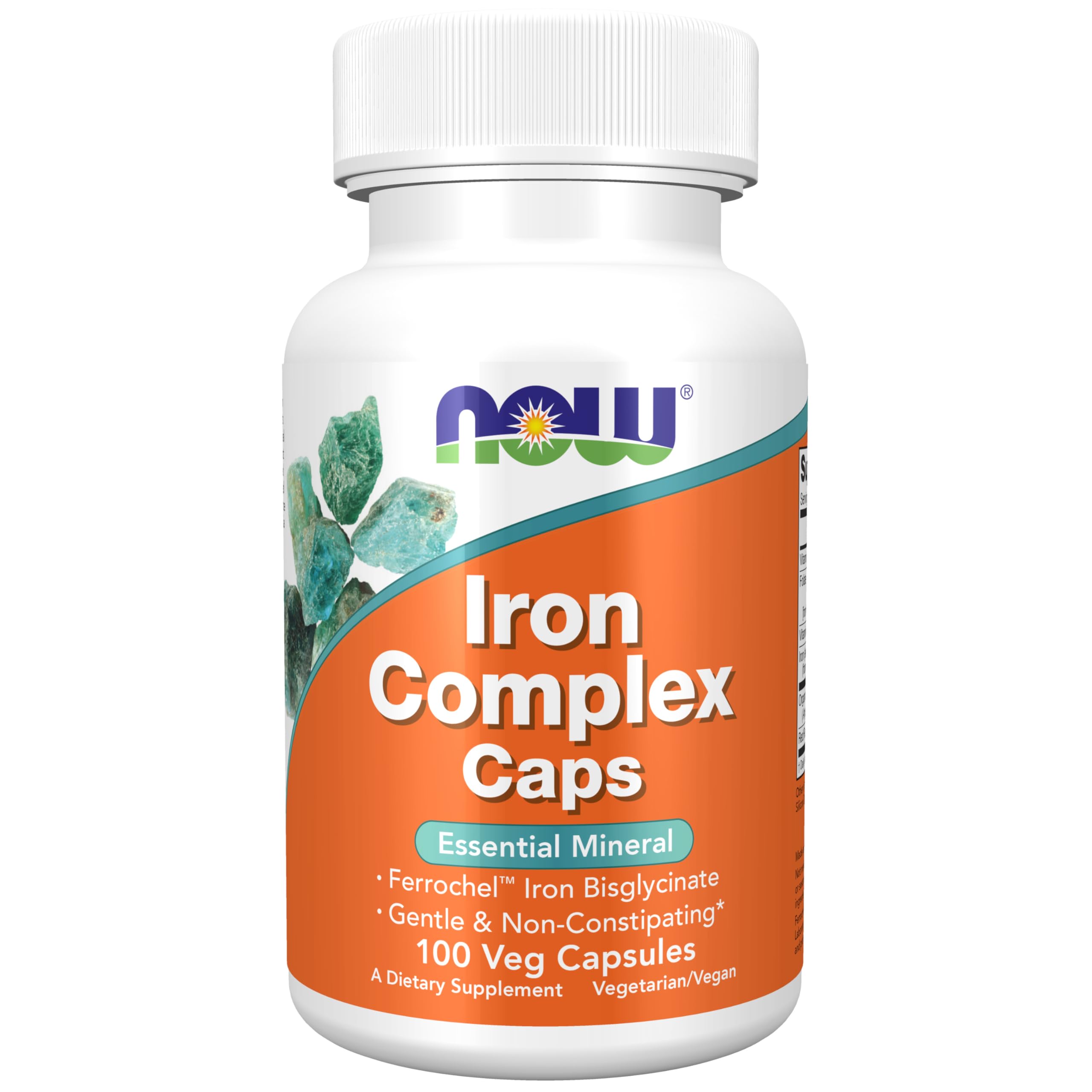 NOW Foods Iron Complex Capsules - Non-Constipating Iron Supplement with Essential Minerals, 100 Vegetarian Capsules for Energy Support & Anemia Relief - Perfect for Active Lifestyles & Pregnancy Nutrition