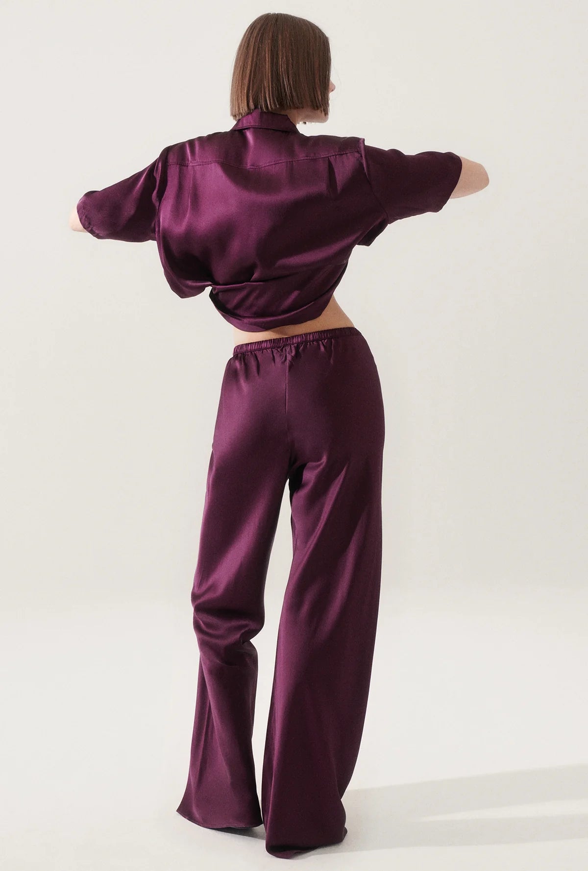 Stylish Bias Cut Pants in Blood Plum Color - Perfect for Office Wear & Casual Outfits