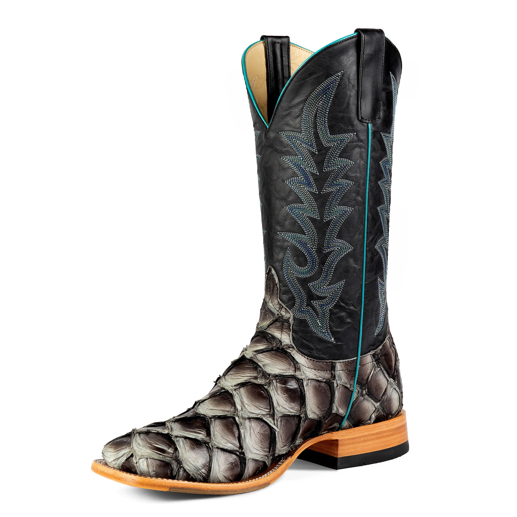Anderson Bean Men's Grey Mockingbird Big Bass Cowboy Boots - Western Style Leather Boots for Men | Perfect for Country Music Festivals & Rodeo Events