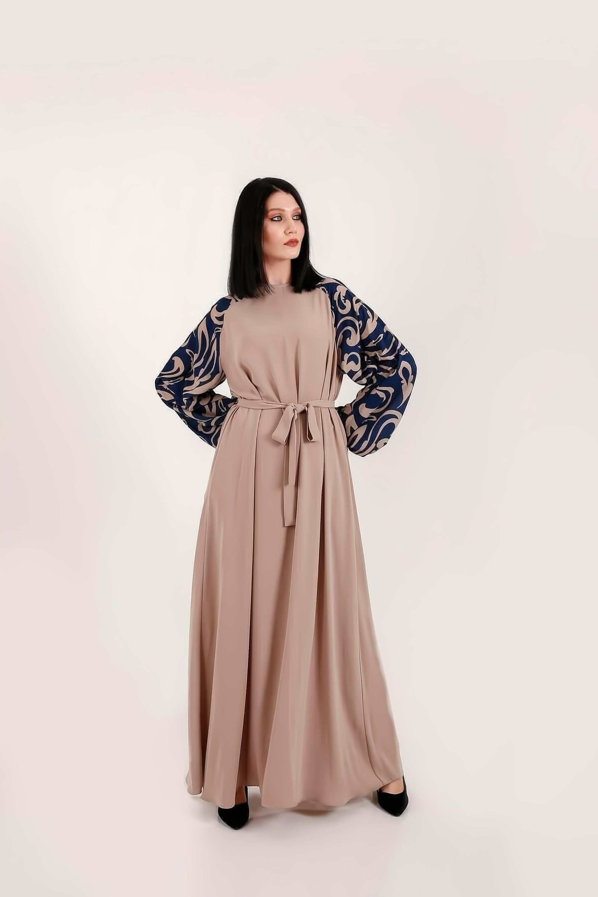 Alissa Modest Maxi Dress Abaya with Long Sleeve - Elegant Muslim Women's Prayer Dress for Mosque, Eid & Special Occasions